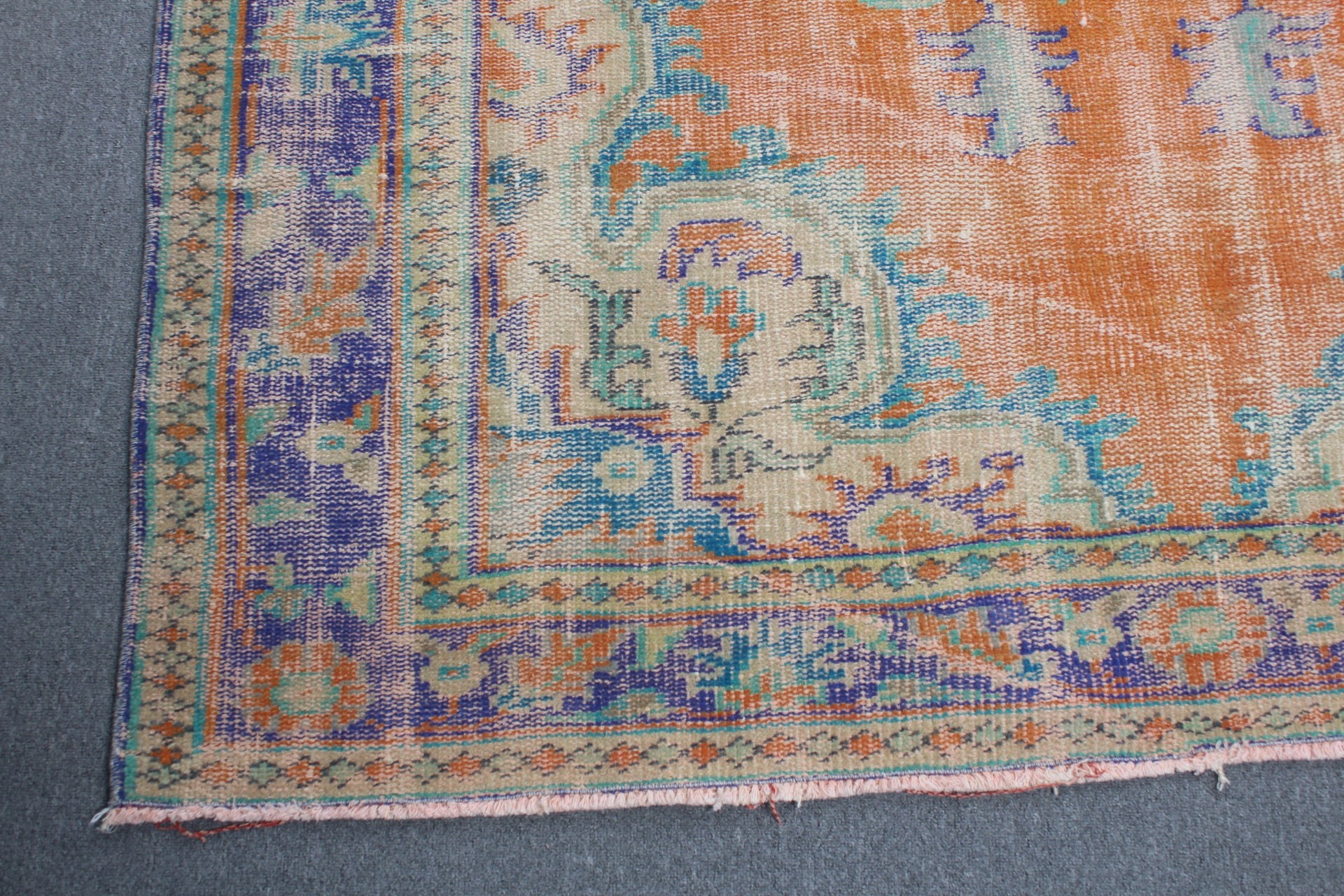 Retro Rug, Orange Cool Rugs, Kitchen Rugs, 5.9x9.5 ft Large Rug, Turkish Rugs, Vintage Rug, Dining Room Rugs, Floor Rugs, Living Room Rugs