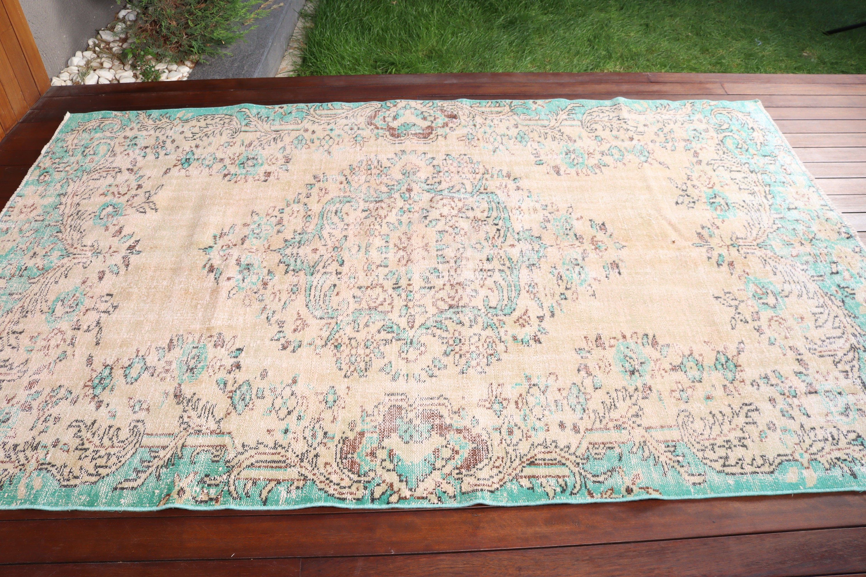 Vintage Halı, Türk Halıları, Salon Halıları, Bej Düz Dokuma Halılar, Yemek Odası Halısı, Havalı Halı, Antika Halılar, 5,4x8,4 ft Büyük Halı, Yer Halıları