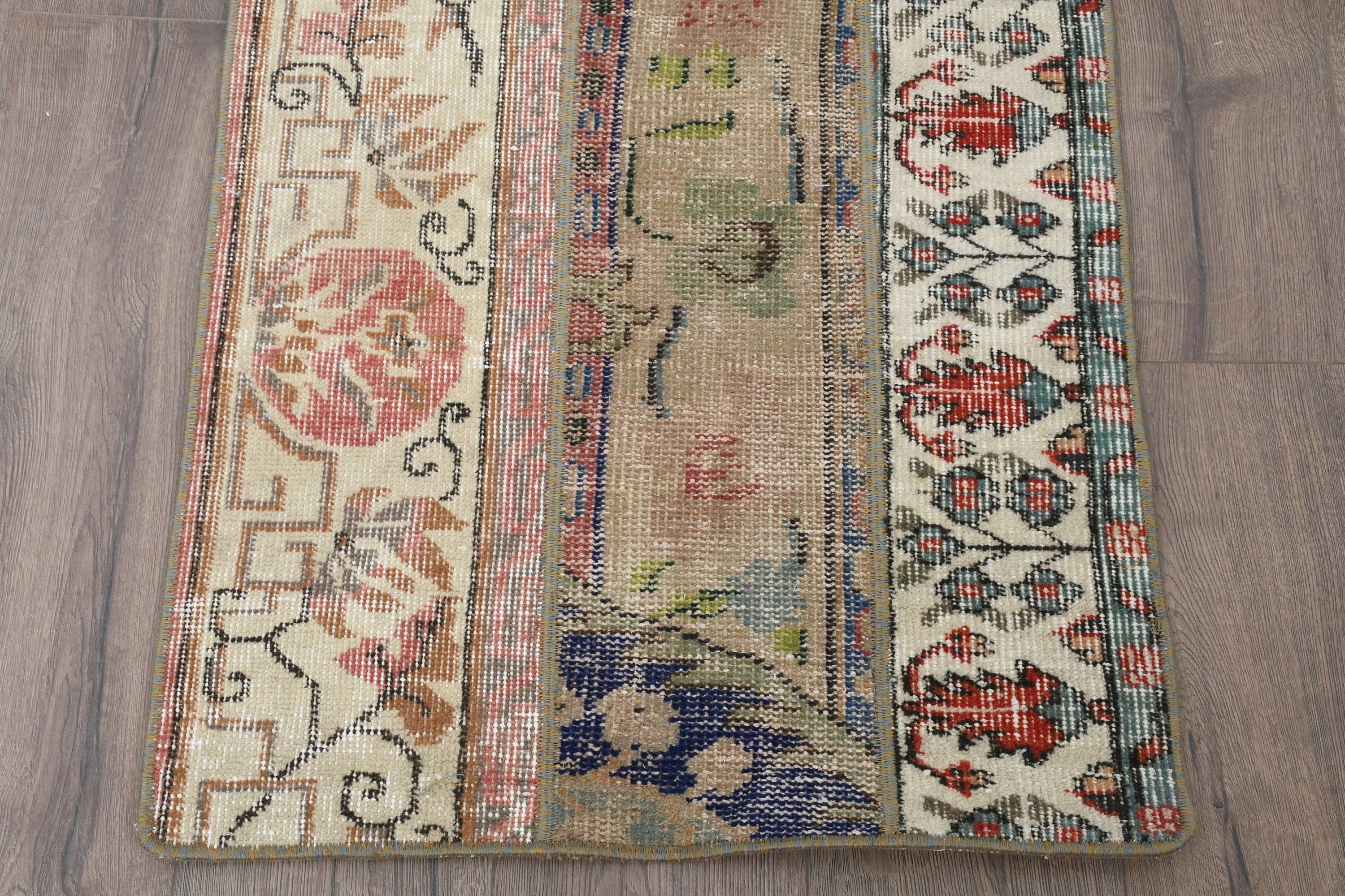 Vintage Rug, Beige Oriental Rugs, 2.1x4.4 ft Small Rug, Bath Rugs, Turkish Rugs, Door Mat Rugs, Home Decor Rug, Cool Rug, Rugs for Nursery