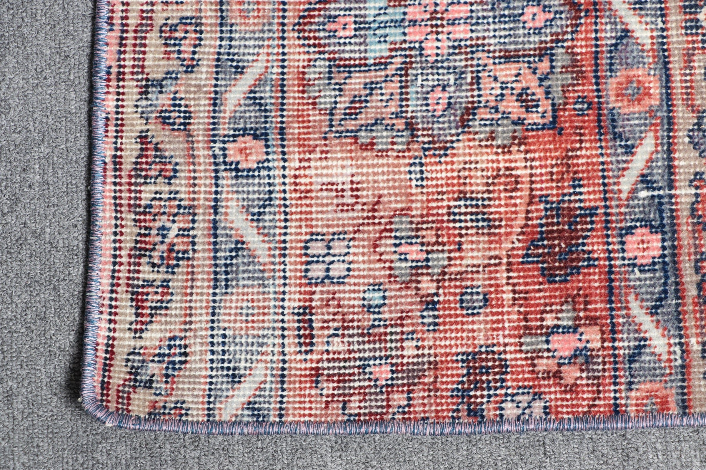 Door Mat Rug, Vintage Rug, Kitchen Rug, Muted Rug, Wall Hanging Rug, Turkish Rug, Red Bedroom Rug, 1.7x3.9 ft Small Rug