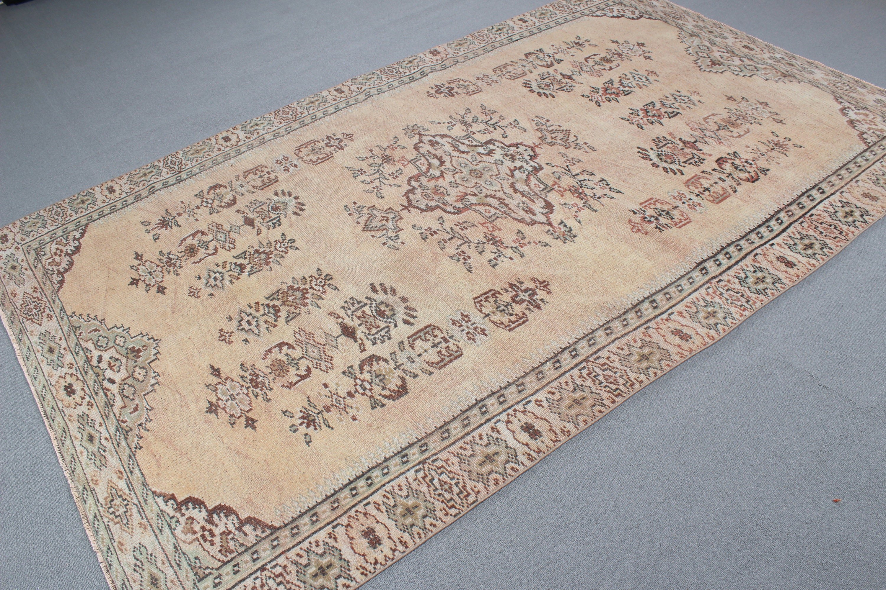 Sarı Yer Halıları, Mutfak Halısı, Büyük Boho Halıları, Büyük Oushak Halıları, 5.4x8.9 ft Büyük Halılar, Türk Halıları, Vintage Halı