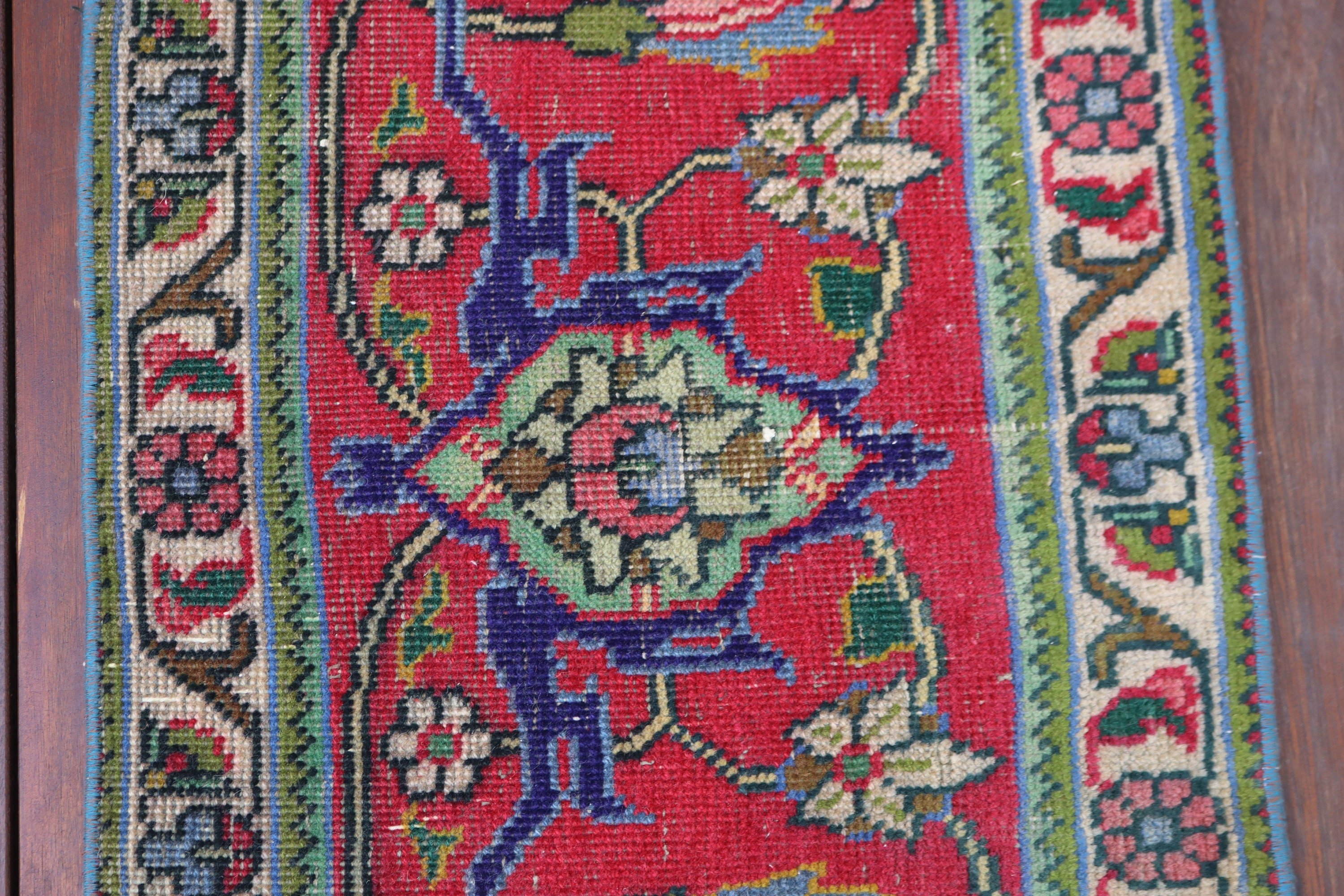 Bath Rug, Rugs for Small Area, Floor Rug, 1.5x2.3 ft Small Rug, Turkish Rug, Entry Rug, Luxury Rug, Vintage Rug, Red Cool Rug, Handmade Rug