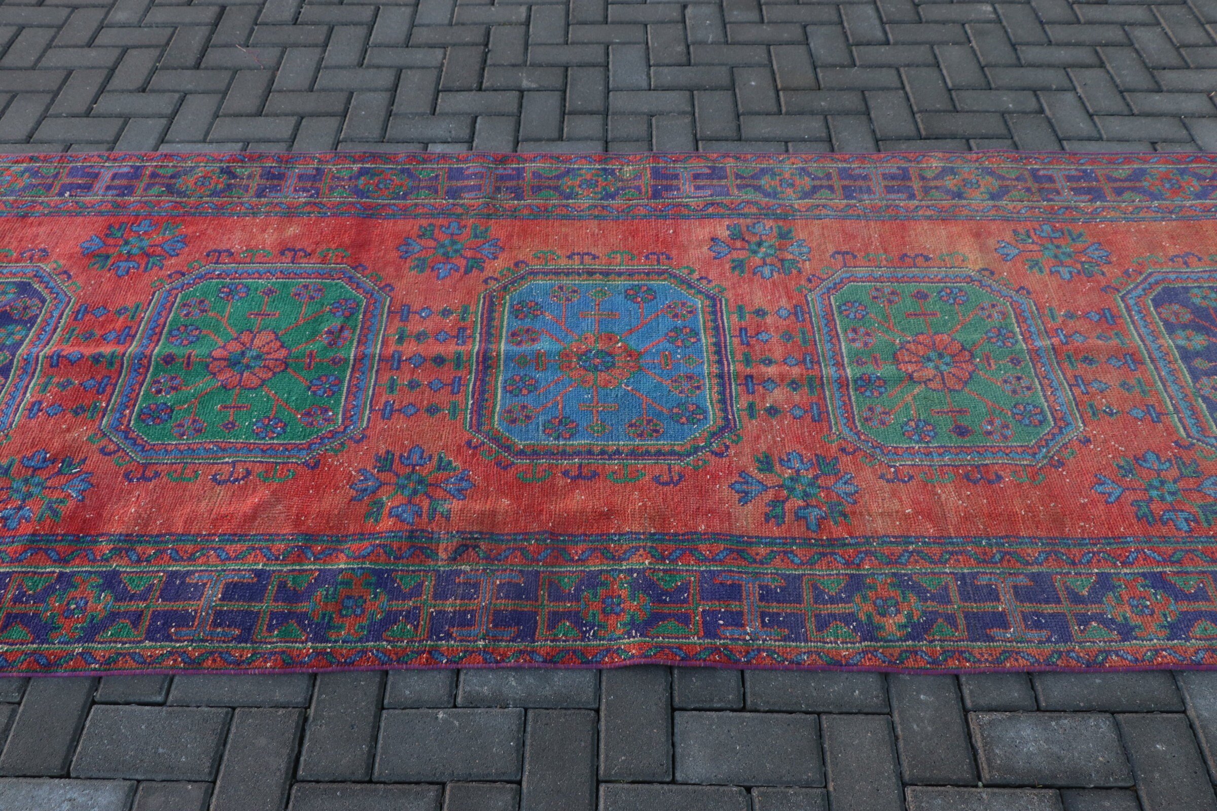 Corridor Rug, Kitchen Rug, Vintage Rug, Hallway Rug, Red Antique Rug, 4x11.2 ft Runner Rug, Turkish Rug, Rugs for Corridor, Cool Rugs