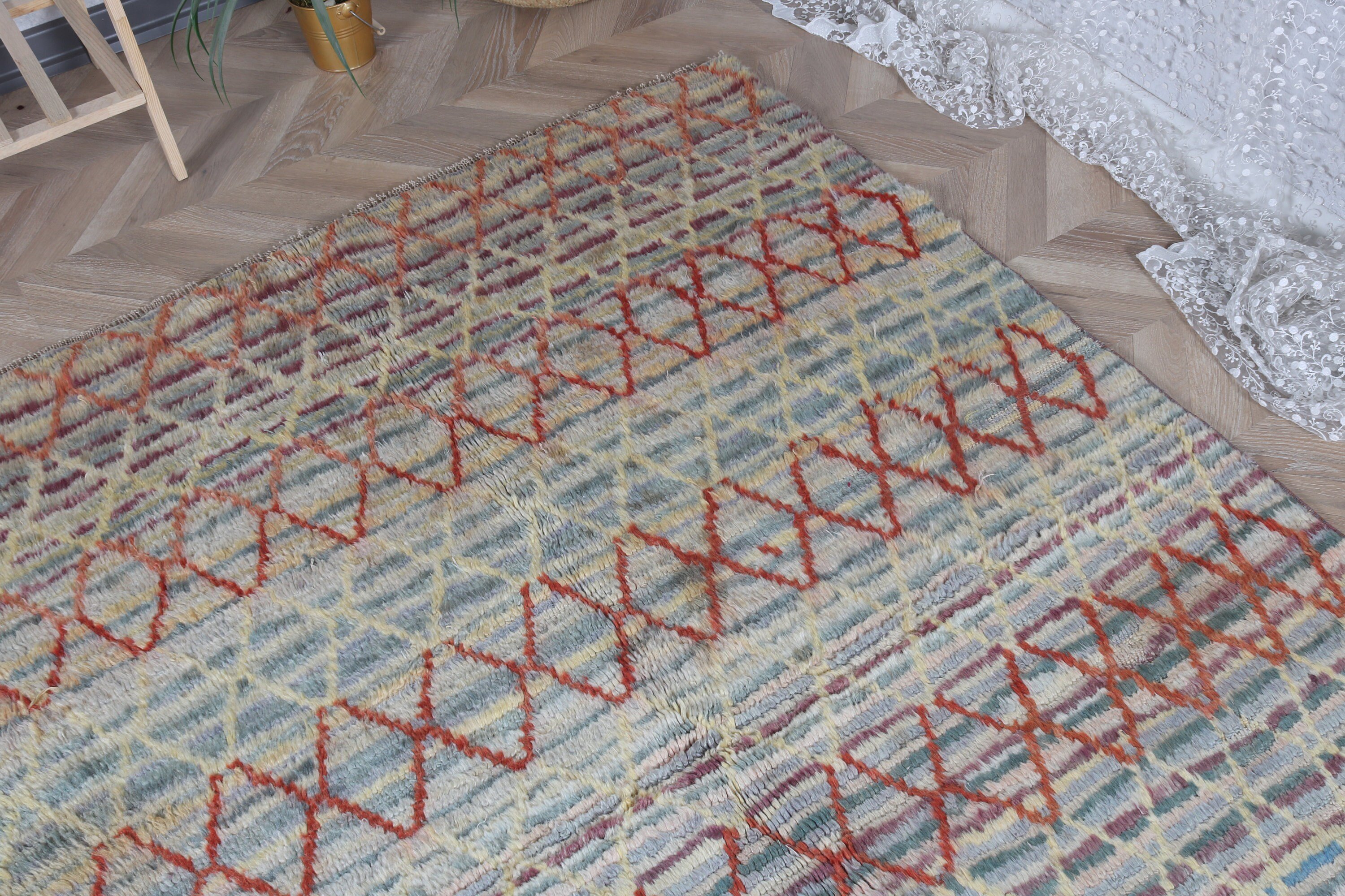 4.6x6.4 ft Area Rug, Aztec Rug, Turkish Rug, Vintage Rug, Oriental Rugs, Flatweave Rug, Living Room Rugs, Yellow Handwoven Rug, Kitchen Rug