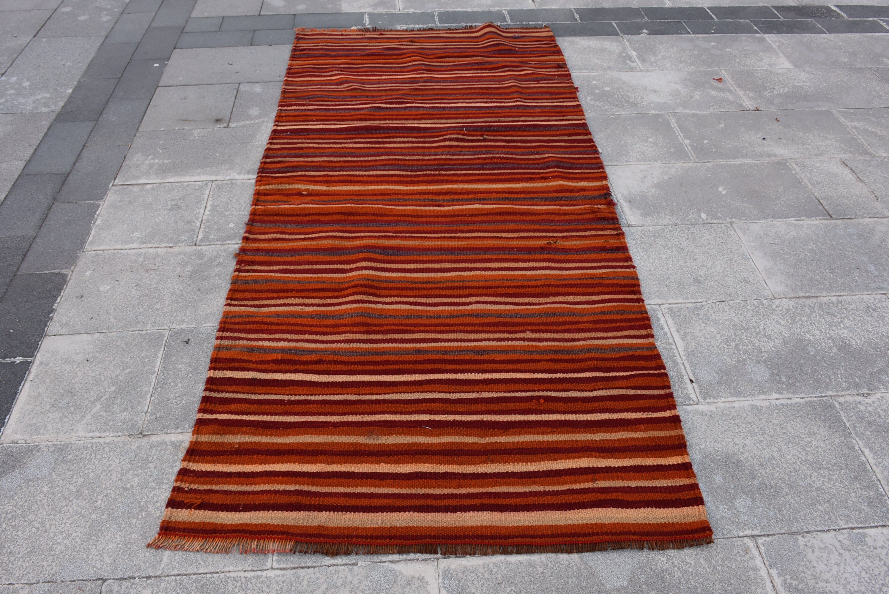 Orange Oushak Rug, Vintage Rug, Kilim, 5.3x7.2 ft Area Rugs, Art Rug, Indoor Rug, Turkish Rug, Dining Room Rug, Moroccan Rugs, Oriental Rug