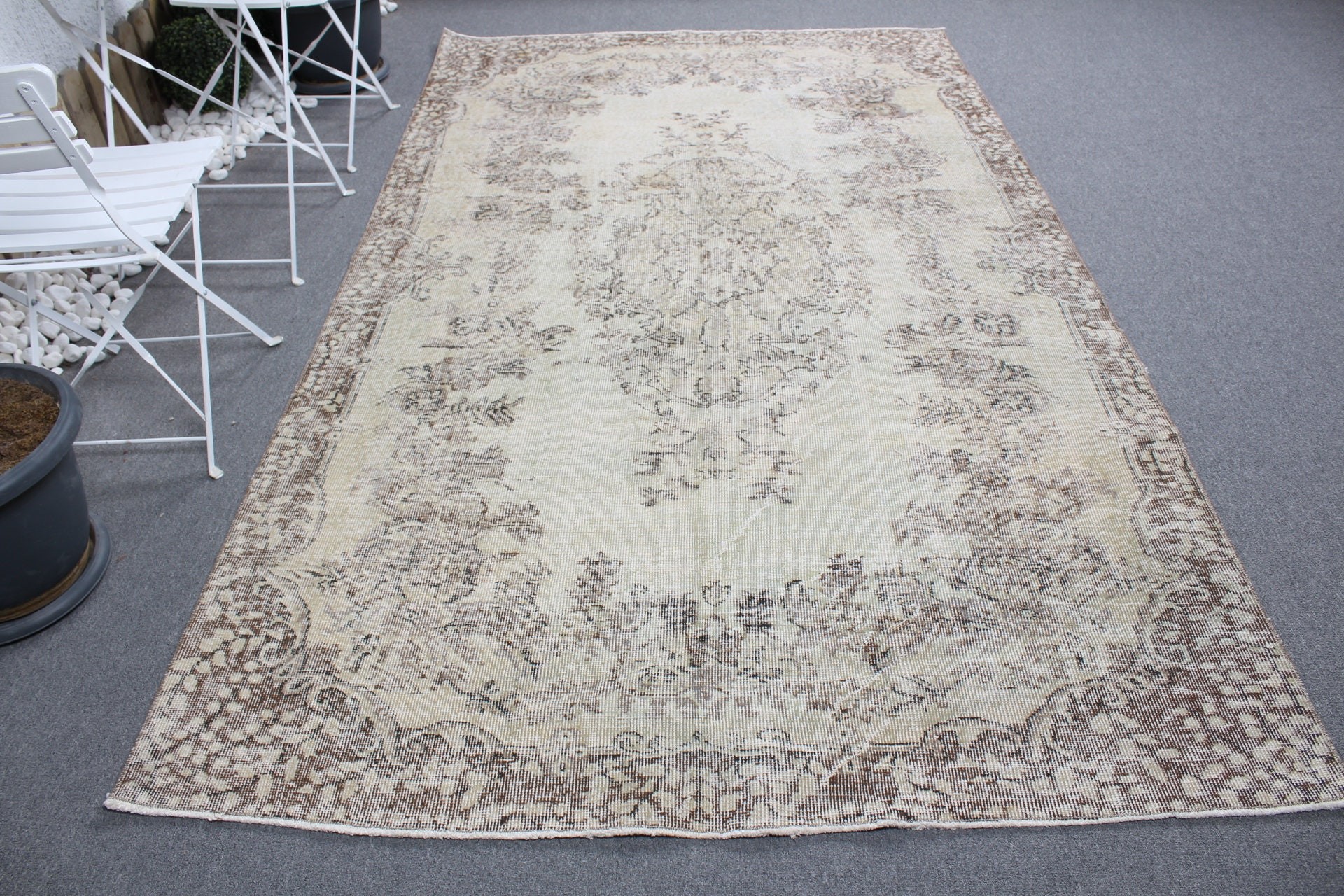 Yatak Odası Halısı, Yeşil Zemin Halısı, Fas Halısı, Retro Halılar, Vintage Halılar, Mutfak Halısı, Yemek Odası Halısı, 5.6x9.5 ft Büyük Halı, Türk Halısı