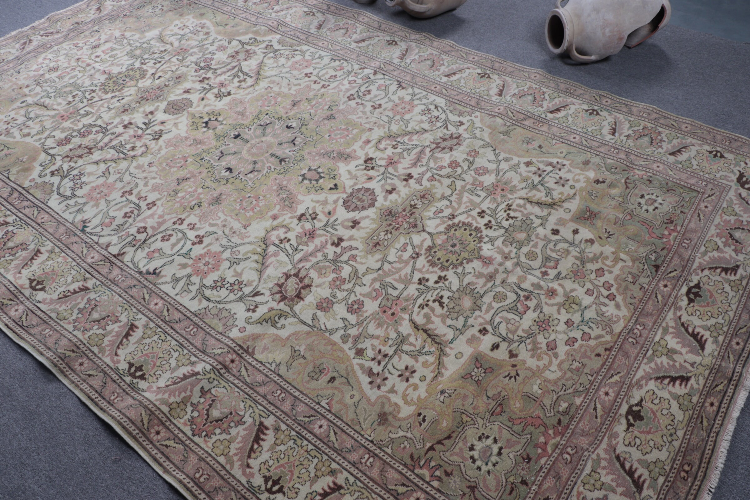 6.5x10.5 ft Büyük Halılar, Vintage Halı, Türk Halıları, Ev Dekorasyonu Halısı, Bej Yatak Odası Halısı, Etnik Halılar, Salon Halısı, Yatak Odası Halıları, Yer Halıları