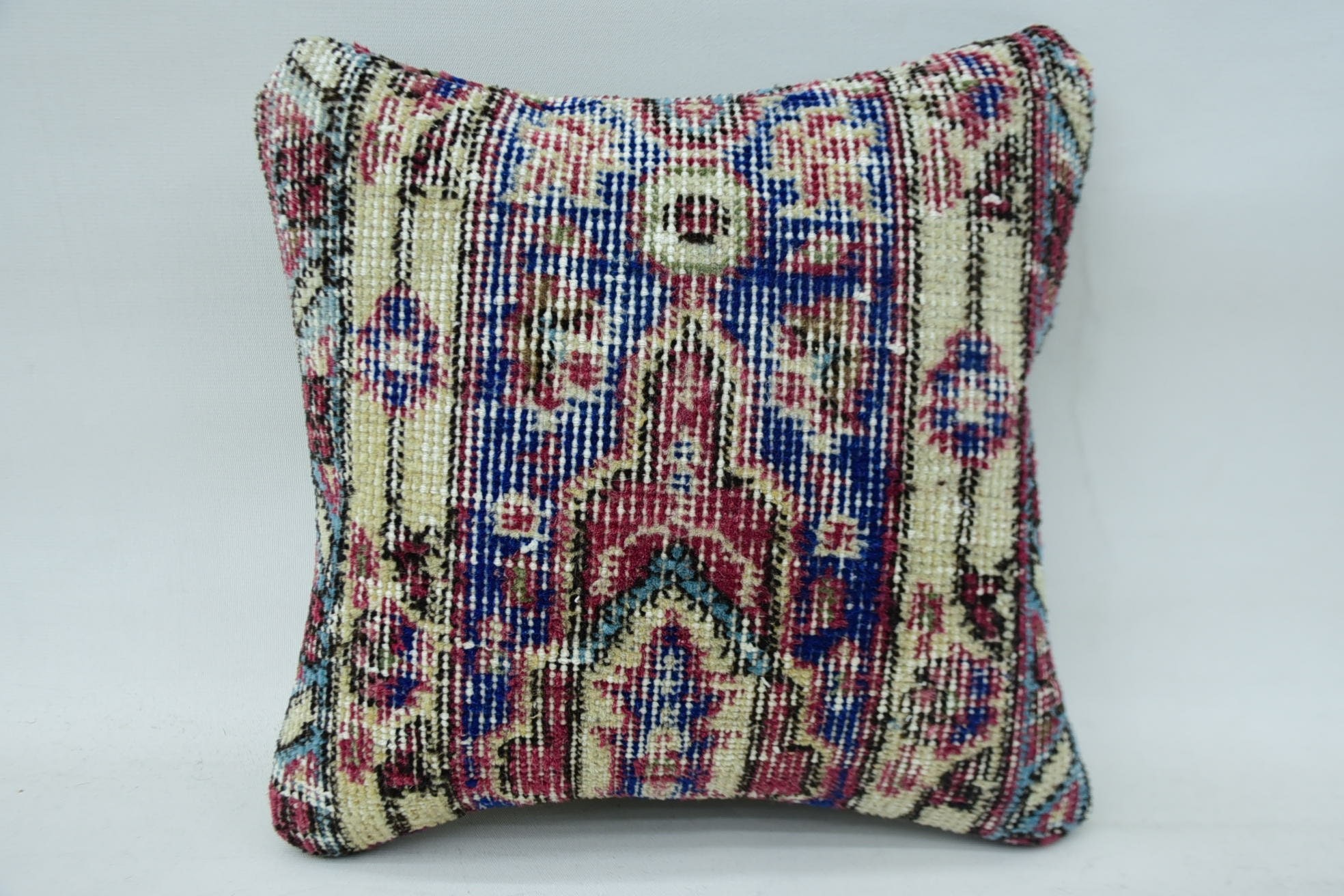 Kanepe Yastık, Bolster Kırlent Kılıfı, Türk Kilim Yastık, Hediye Yastık, Vintage Kilim Yastık Yastık, 12"x12" Mavi Kırlent Kılıfı