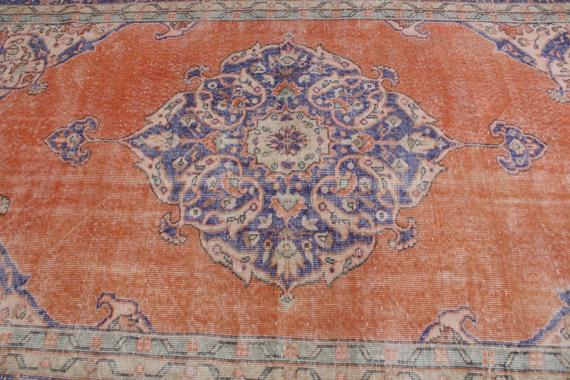 Salon Rugs, Turkish Rugs, 6.4x10.3 ft Large Rug, Antique Rug, Bedroom Rug, Vintage Rug, Kitchen Rug, Rugs for Bedroom, Orange Floor Rug