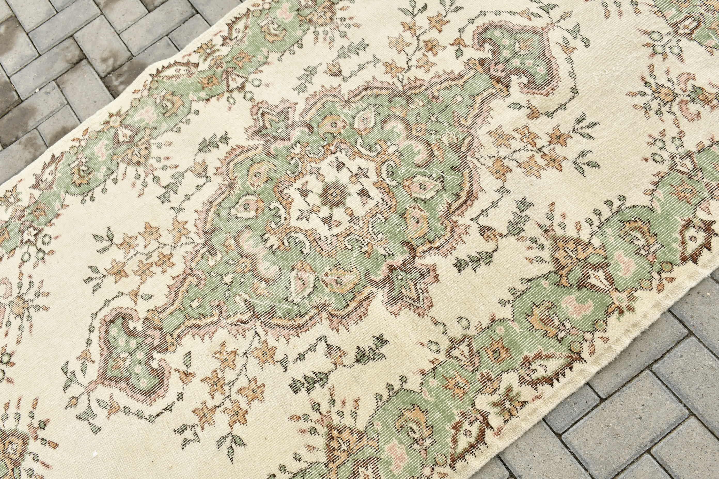 3.9x6.4 ft Area Rug, Rugs for Floor, Vintage Rug, Indoor Rug, Turkish Rug, Vintage Decor Rugs, Beige Kitchen Rug, Floor Rugs