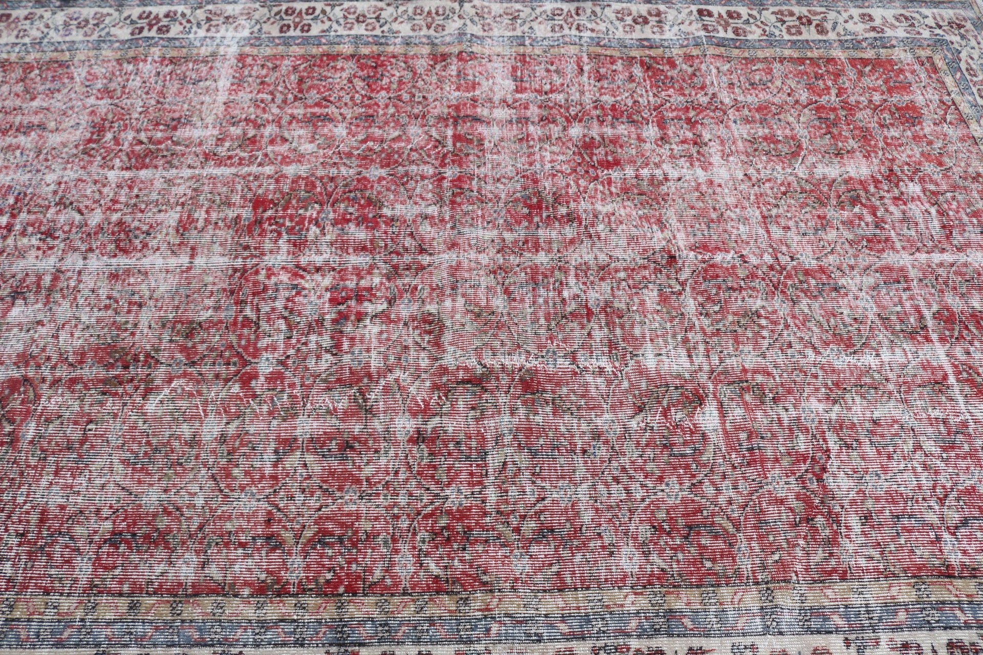 Mutfak Halısı, Oturma Odası Halıları, Türk Halısı, 6.6x10 ft Büyük Halılar, Vintage Dekor Halısı, Kırmızı Mutfak Halısı, Salon Halıları, Oushak Halısı, Vintage Halı