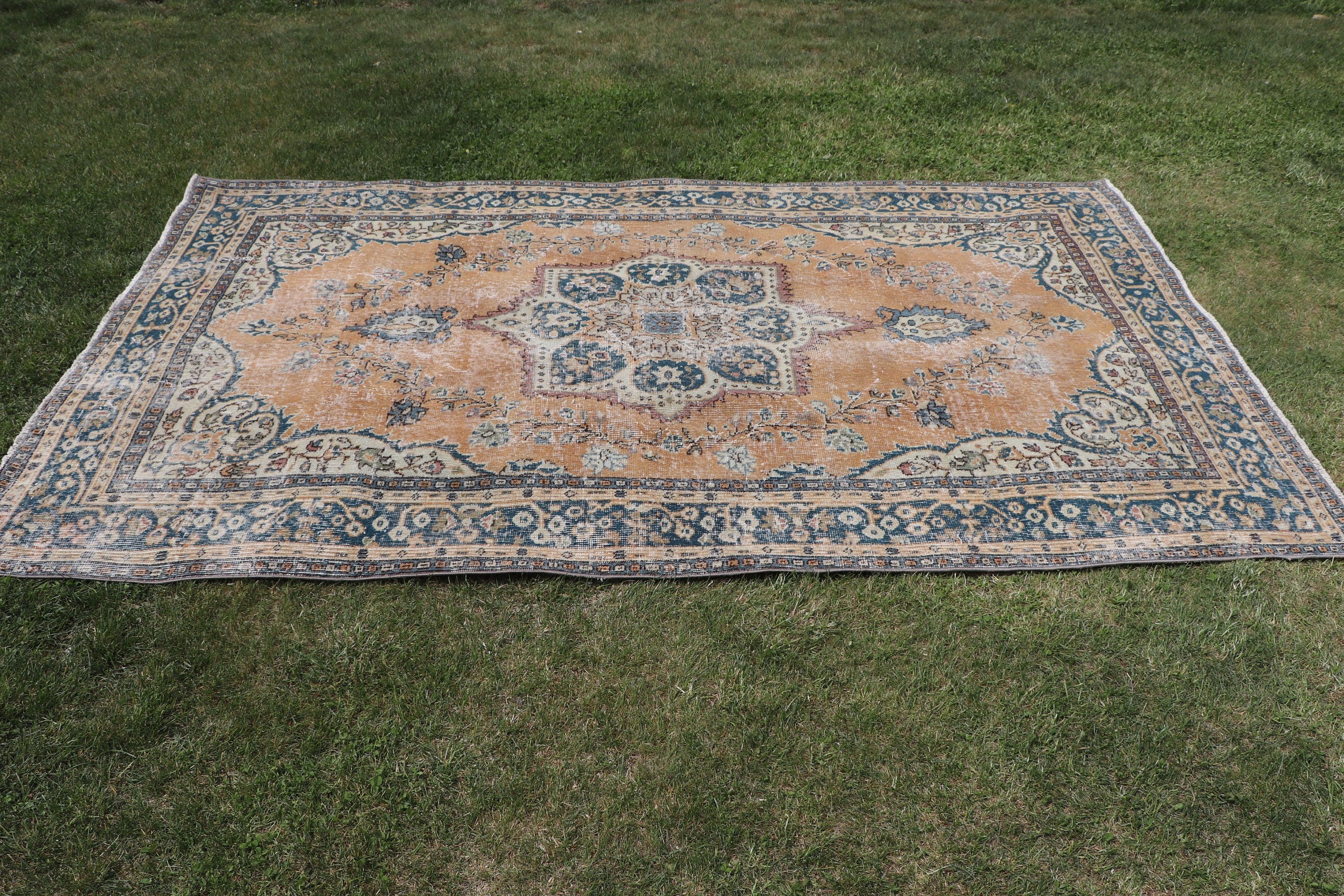 Turkish Rug, Vintage Area Rugs, Office Rug, Neutral Rugs, 4.4x7.8 ft Area Rug, Oushak Rugs, Blue Antique Rugs, Vintage Rugs, Kitchen Rugs