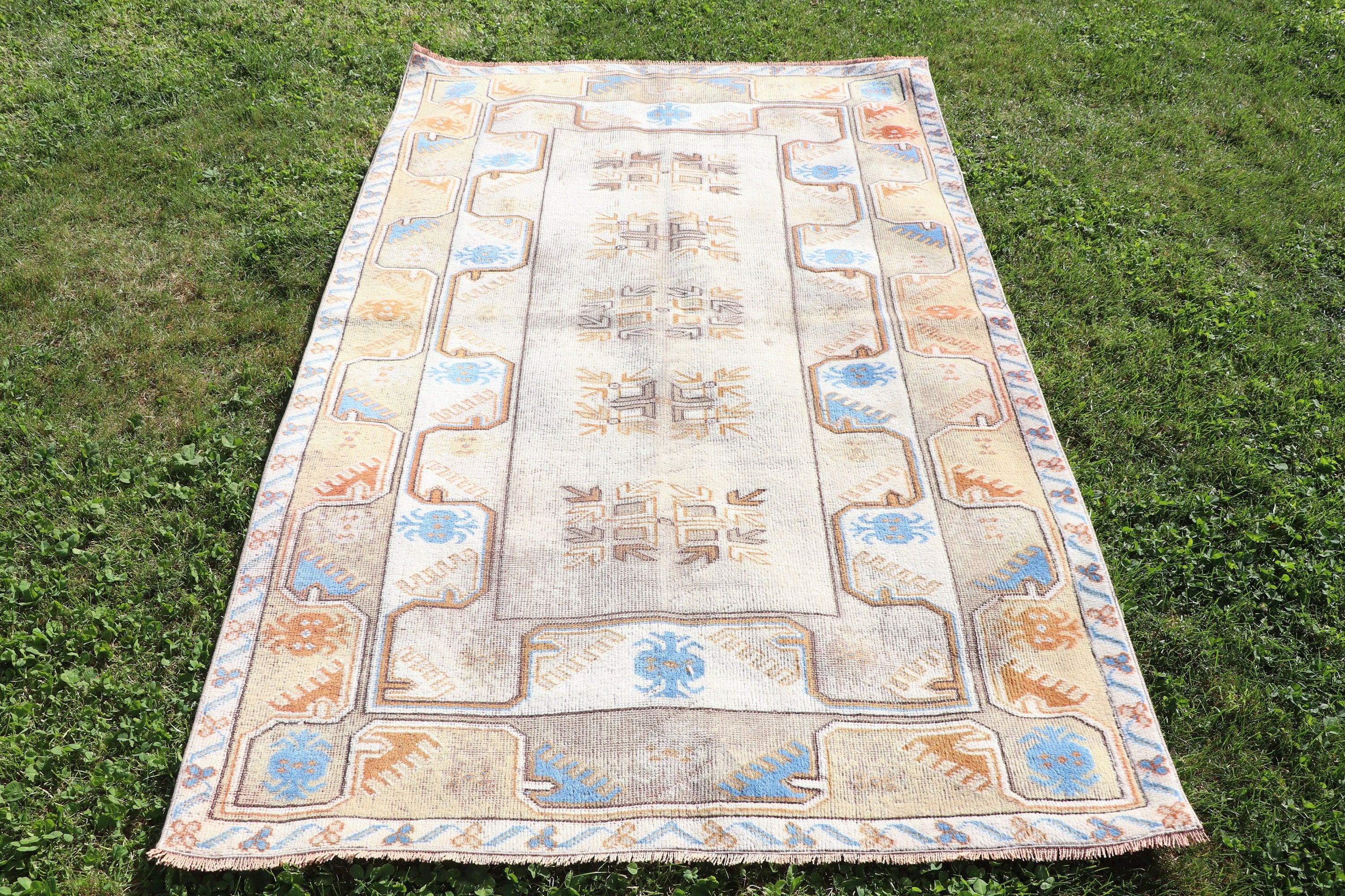 Beige Kitchen Rug, 3.8x6.3 ft Accent Rugs, Turkish Rugs, Rugs for Bedroom, Entry Rugs, Nursery Rug, Vintage Rugs, Floor Rugs, Modern Rugs