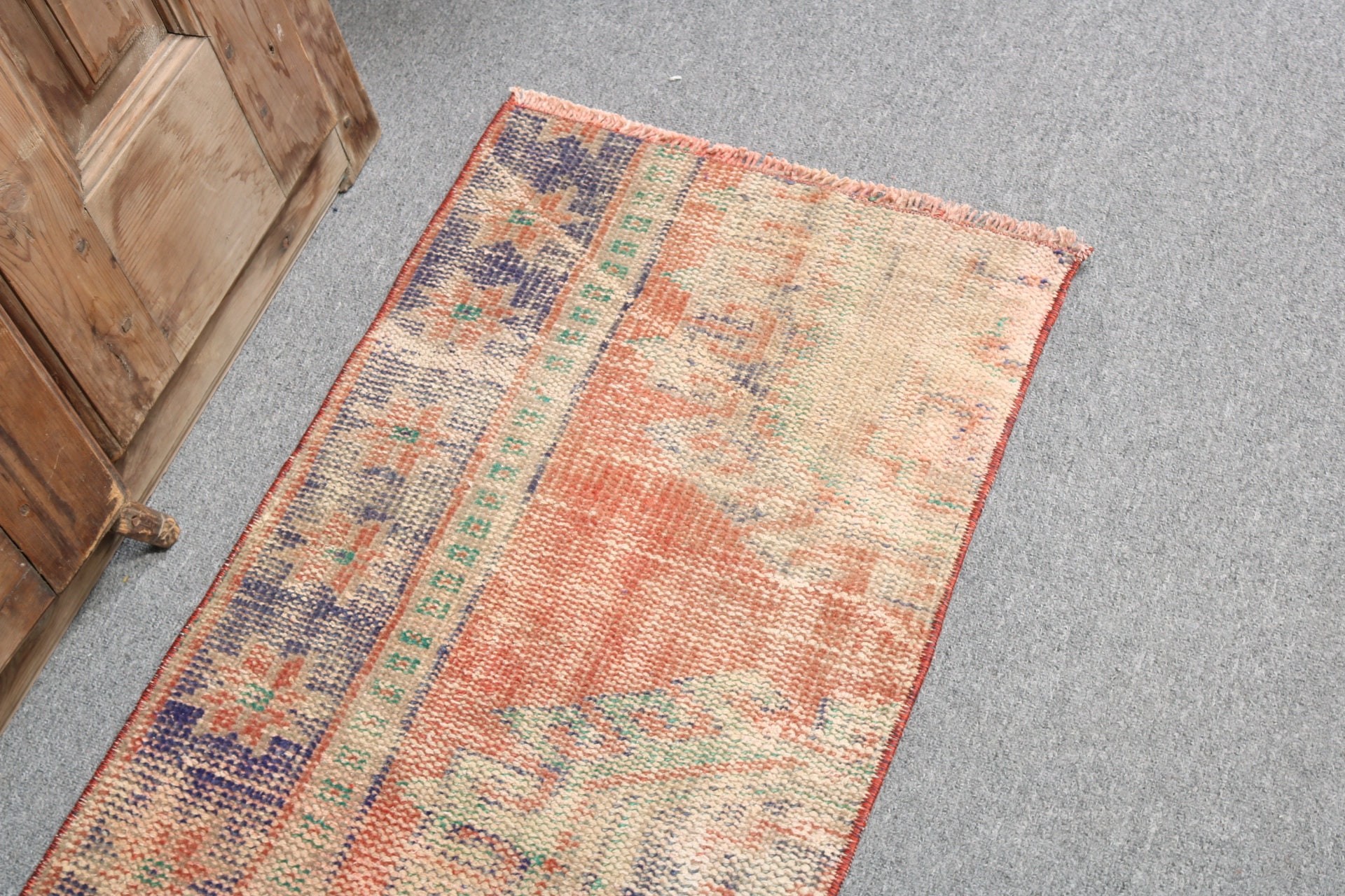 Turkish Rugs, Door Mat Rugs, Wool Bath Mat Rugs, Vintage Rug, Red Neutral Rug, Bedroom Rug, Bath Rug, 1.6x3.1 ft Small Rug, Oriental Rug