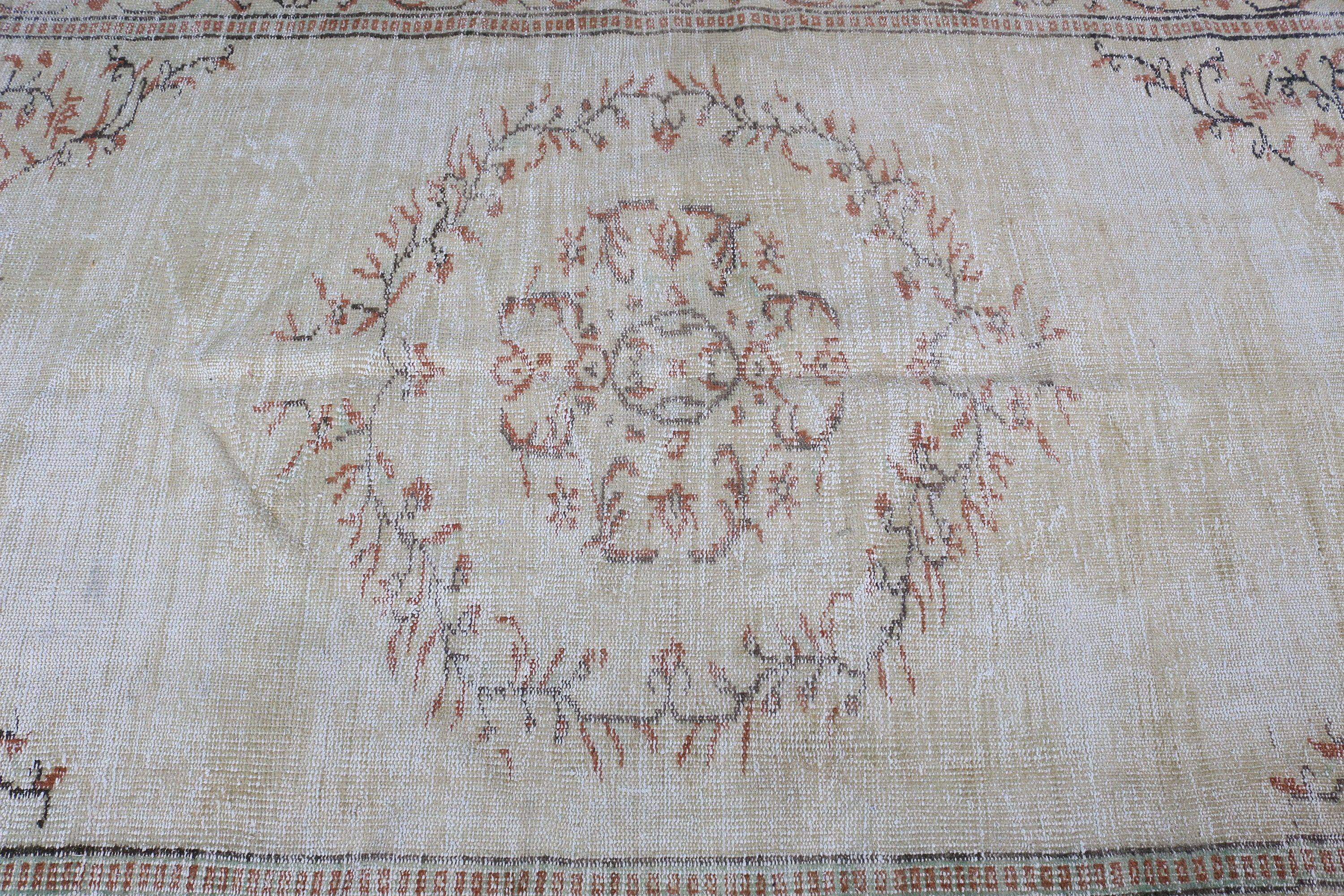 Beige Floor Rug, Dorm Rug, Indoor Rug, Home Decor Rug, 4.6x7.8 ft Area Rug, Rugs for Dining Room, Vintage Rug, Turkish Rugs, Bedroom Rug