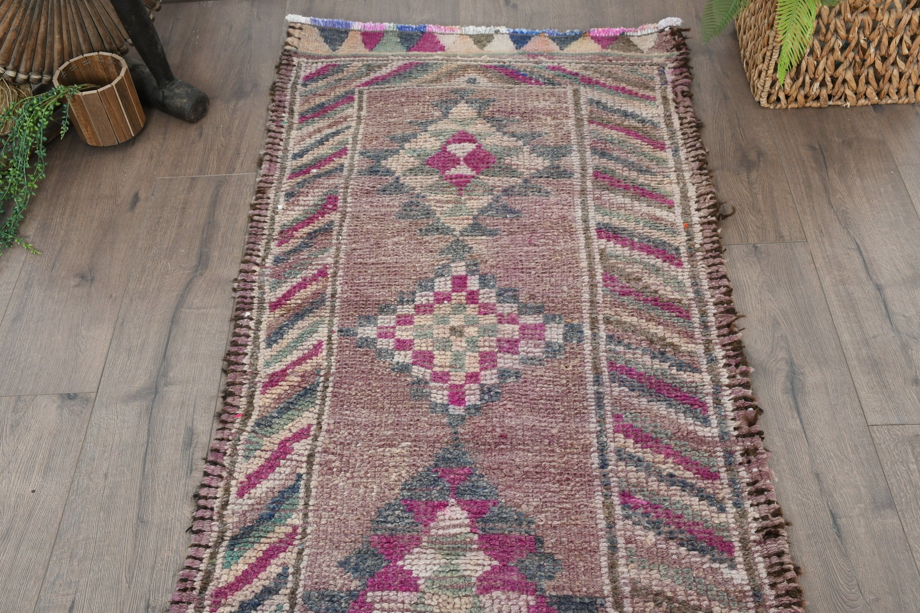 Eclectic Rug, Vintage Rug, Brown Anatolian Rugs, Floor Rugs, Stair Rug, Corridor Rugs, 2.8x13.2 ft Runner Rug, Turkish Rugs, Bedroom Rug