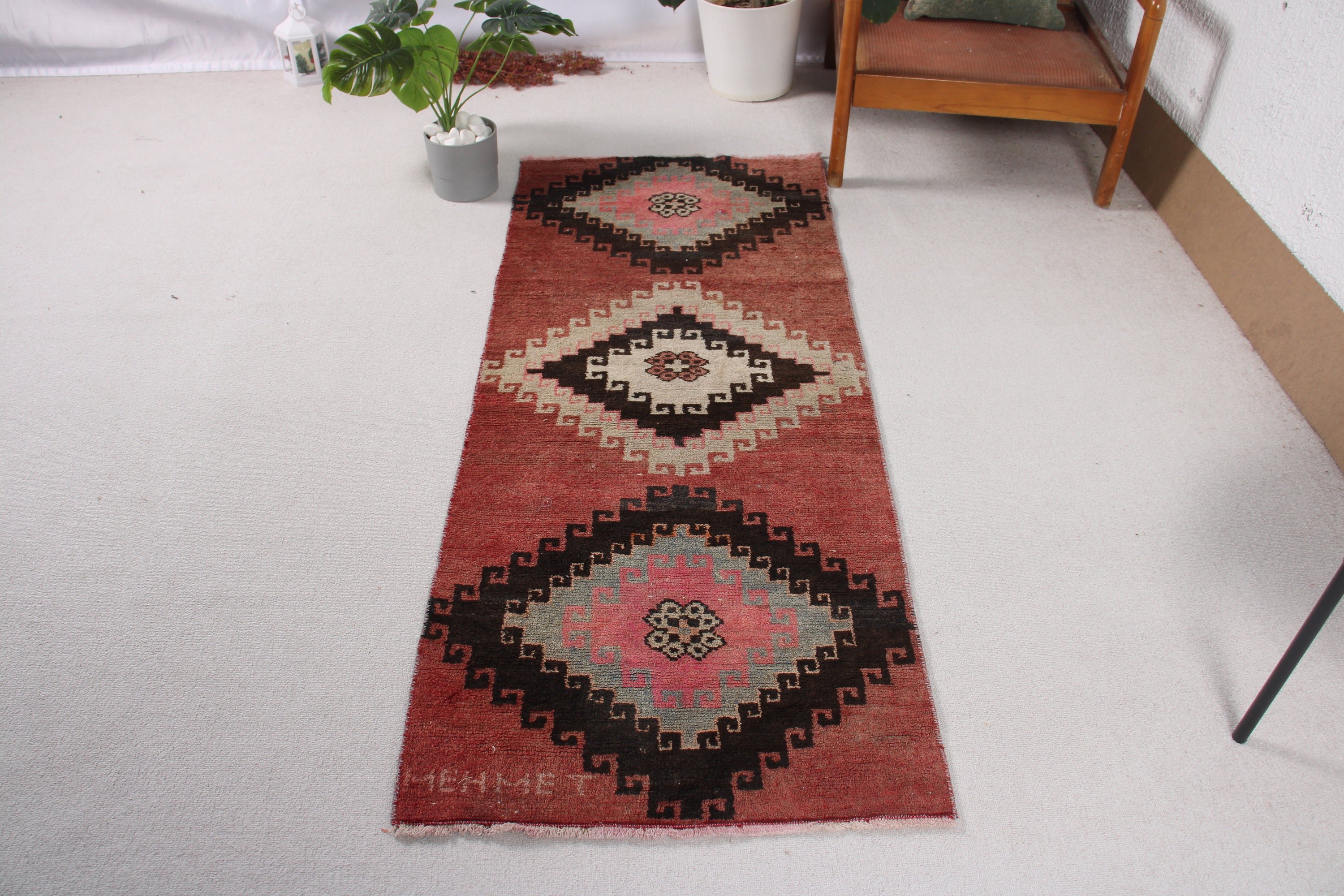 2.3x5.7 ft Small Rug, Nursery Rug, Vintage Rug, Moroccan Rug, Antique Rug, Entry Rug, Turkish Rugs, Red Bedroom Rug, Rugs for Entry