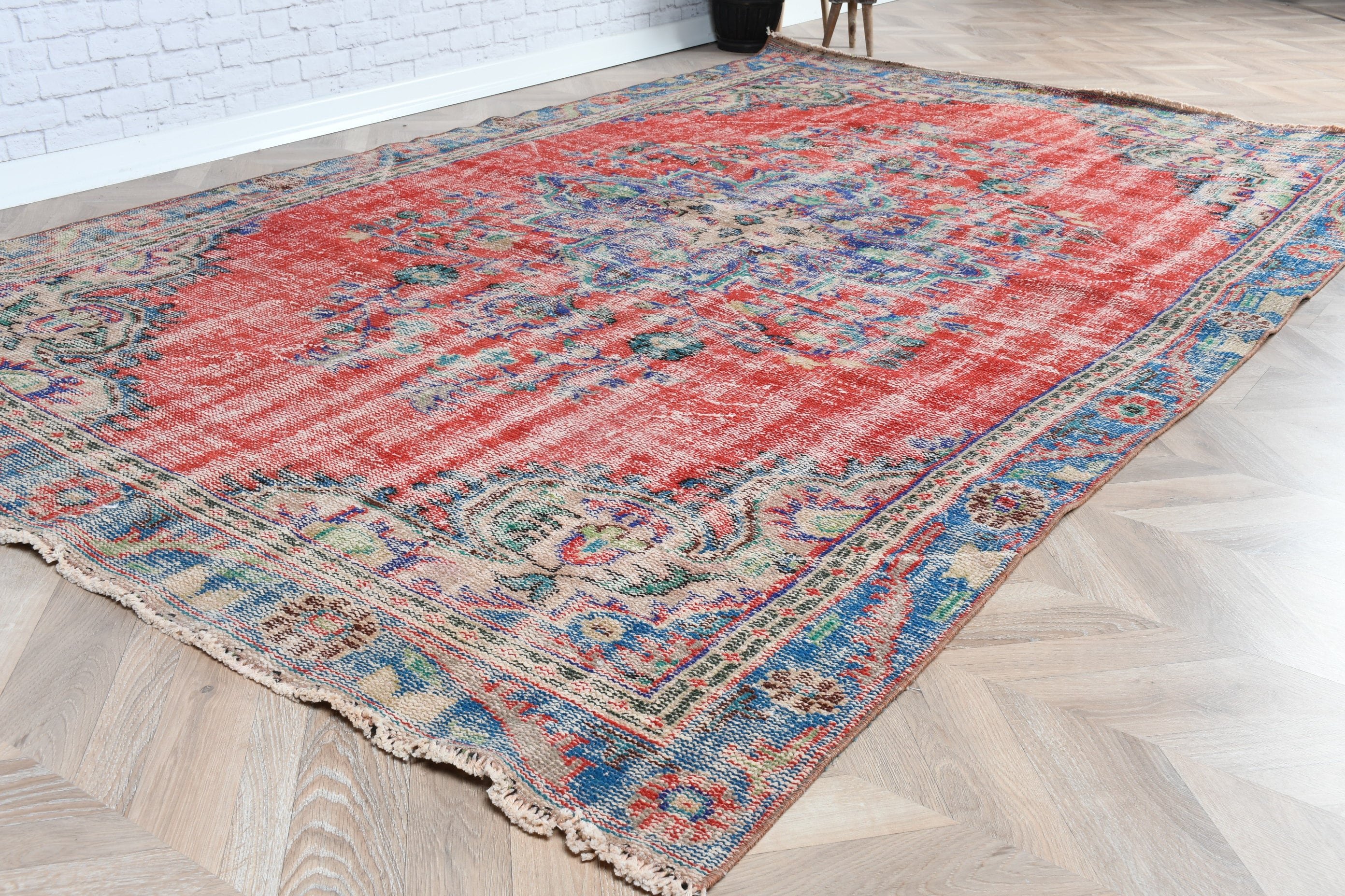 Artistic Rugs, Salon Rugs, Geometric Rug, Vintage Rugs, Turkish Rug, Bedroom Rug, Red Cool Rugs, 5.7x9.6 ft Large Rugs, Handwoven Rug