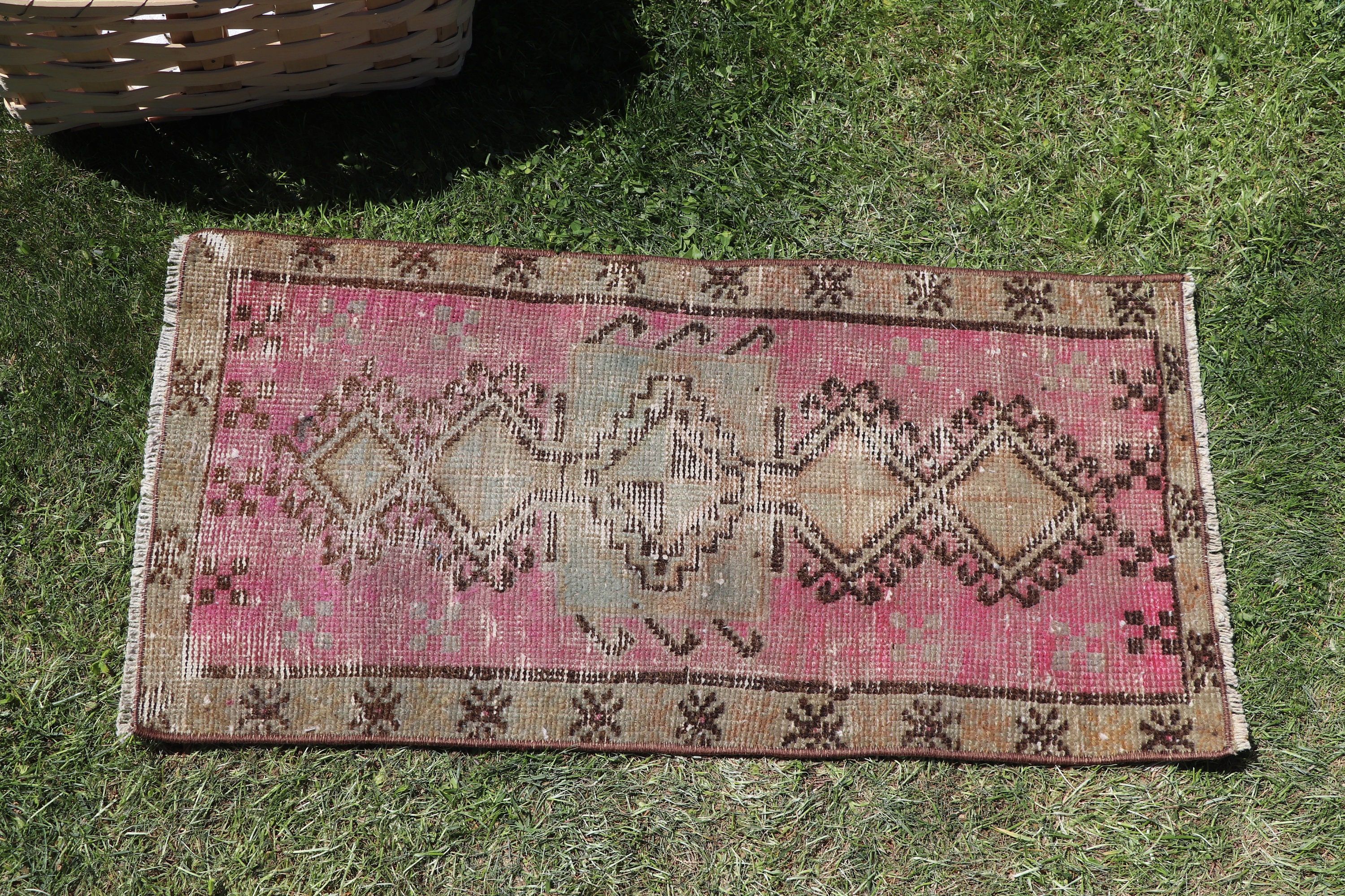 Rugs for Bathroom, Turkish Rug, Modern Rug, Bedroom Rugs, Car Mat Rugs, 1.3x2.5 ft Small Rug, Pink Floor Rug, Vintage Rugs, Oushak Rug