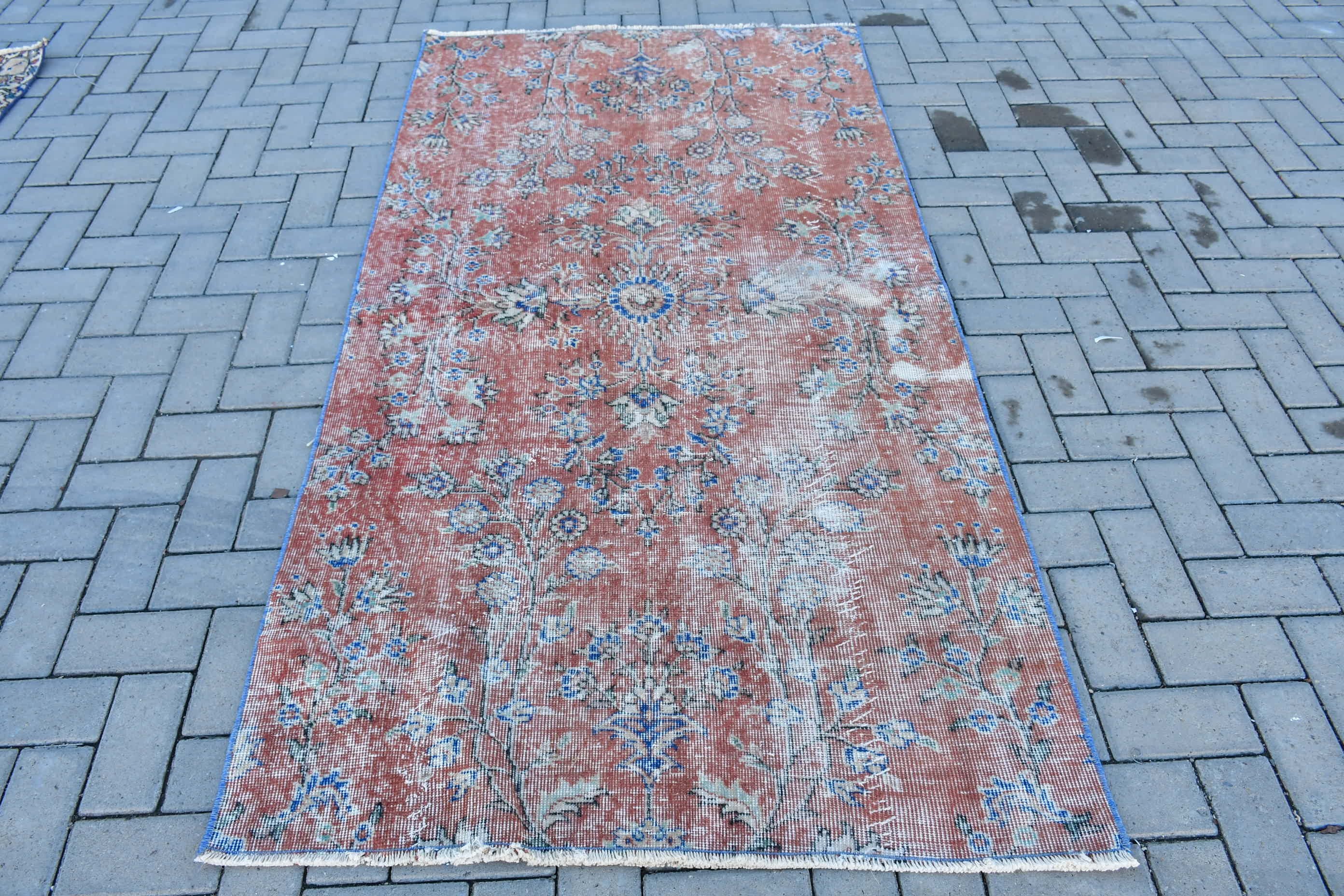 Turkish Rug, 3.7x6.9 ft Area Rug, Rugs for Floor, Indoor Rug, Home Decor Rugs, Vintage Rug, Cool Rug, Turkish Area Rug Rugs, Red Floor Rug