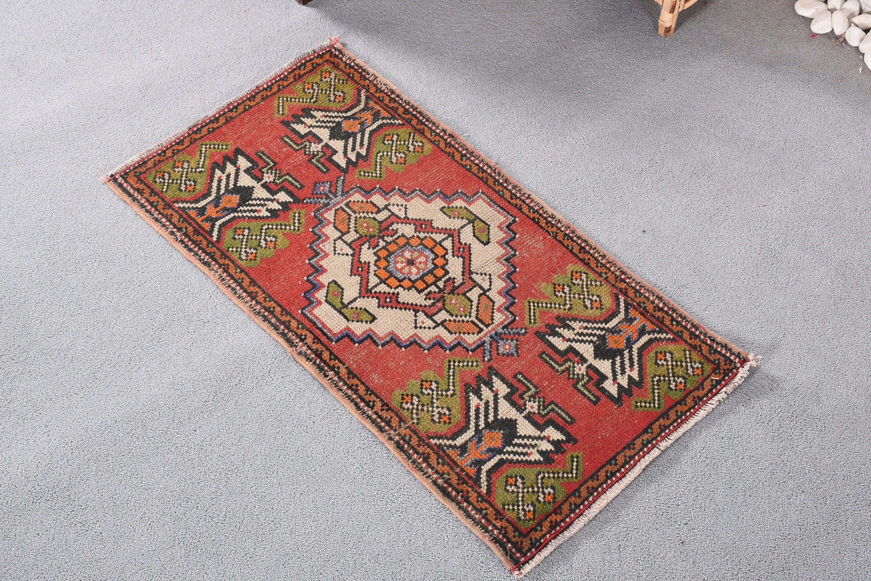 Vintage Rug, Rugs for Entry, Turkish Rug, Old Rugs, Red  1.8x3.3 ft Small Rug, Entry Rug, Kitchen Rug, Oushak Rugs, Wool Rug