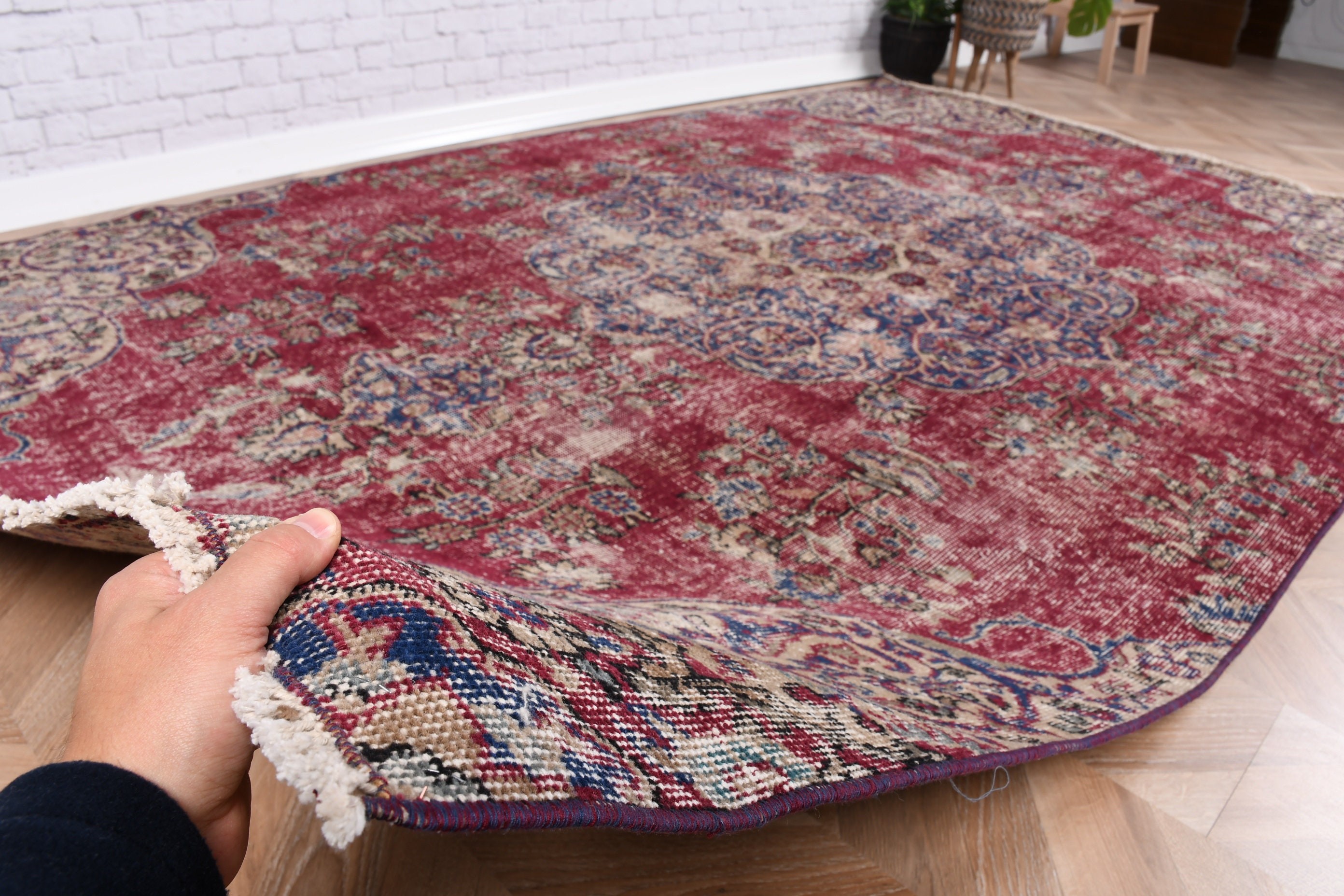 Beyan Halısı, Mor Beyan Halısı, El Dokuma Halılar, Büyük Vintage Halı, Yemek Odası Halısı, Vintage Halılar, 5.5x9 ft Büyük Halılar, Türk Halıları