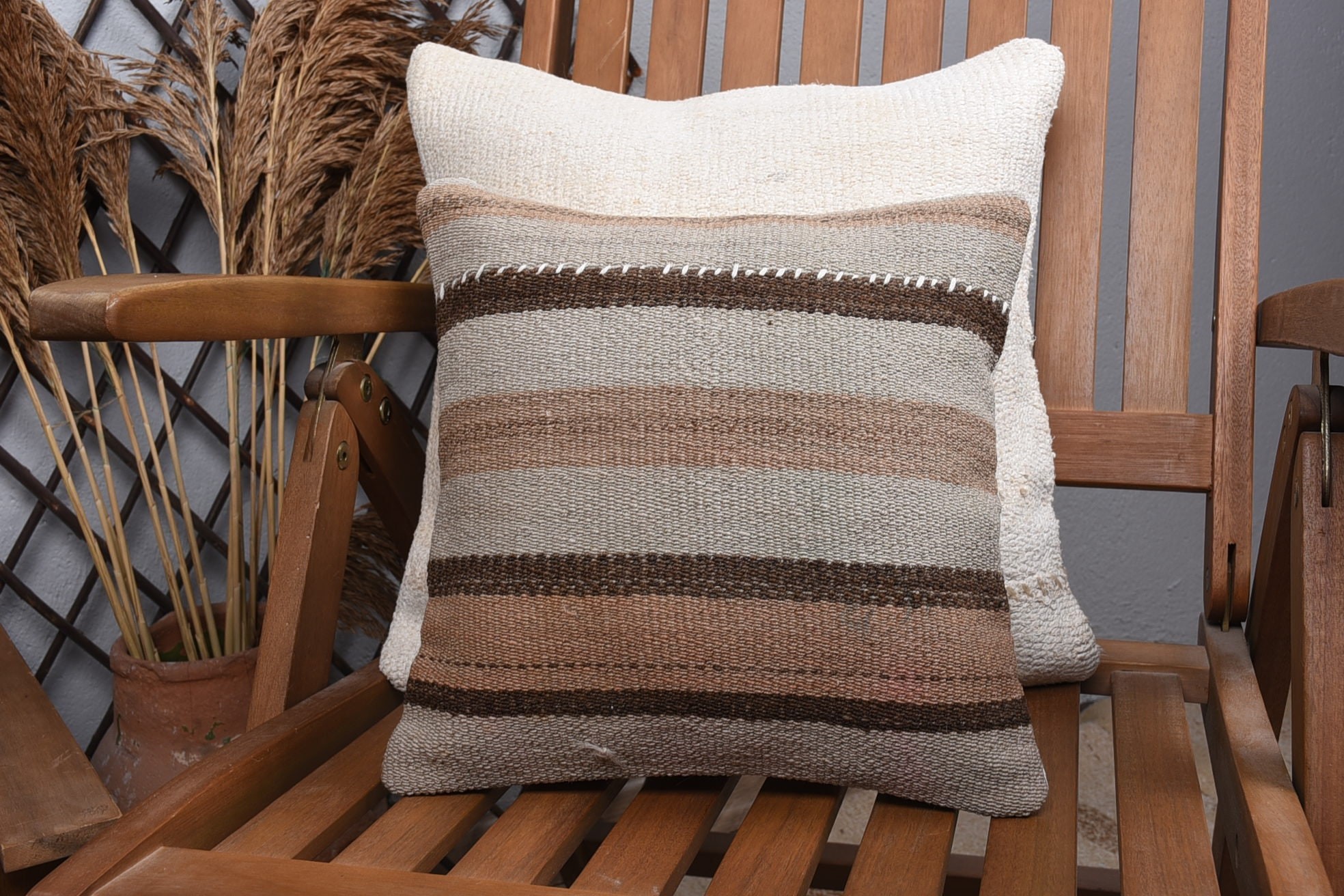 Farmhouse Cushion Cover, 12"x12" Gray Cushion Cover, Vintage Kilim Pillow, Kilim Pillow Cover, Handmade Kilim Cushion