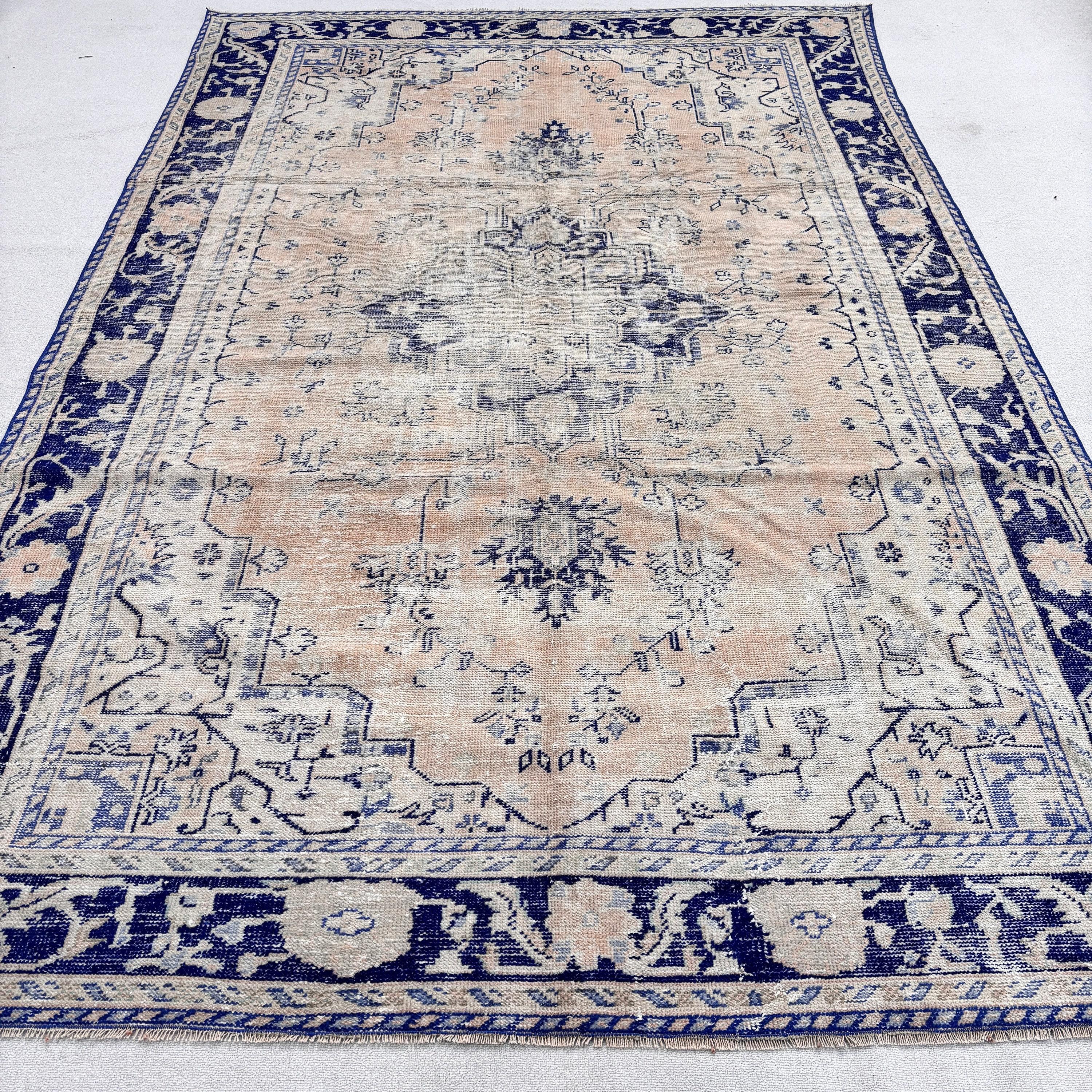 Oushak Halıları, Türk Halıları, 7.1x10.9 ft Büyük Boy Halılar, Modern Halı, Vintage Halılar, Büyük Boy Vintage Halı, Bej Modern Halı, Vintage Dekor Halı