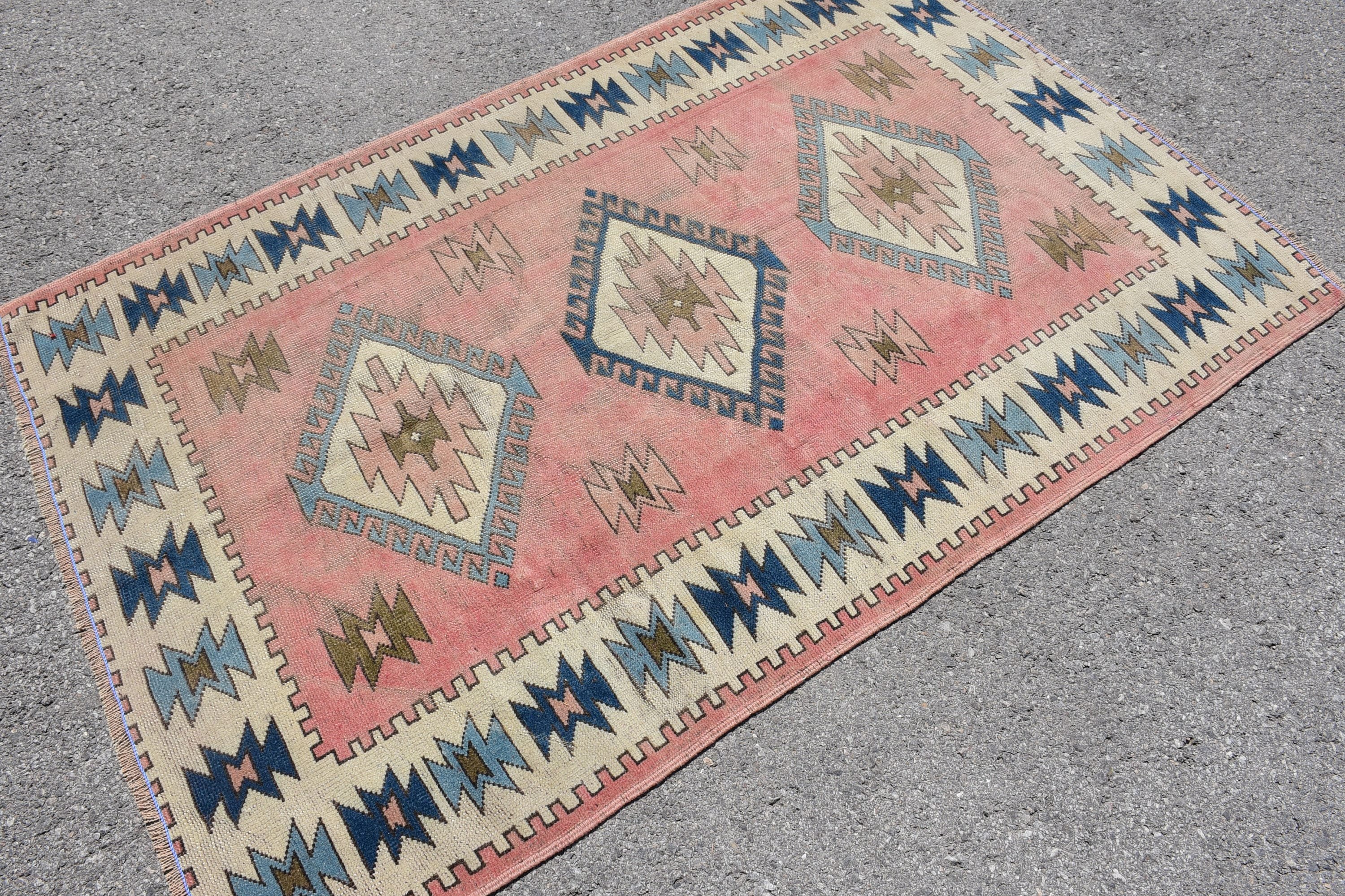 Turkey Rug, Vintage Rug, Dining Room Rugs, Turkish Rugs, Moroccan Rug, Nursery Rugs, Rugs for Kitchen, Wool Rug, 4x6.2 ft Area Rug, Art Rug