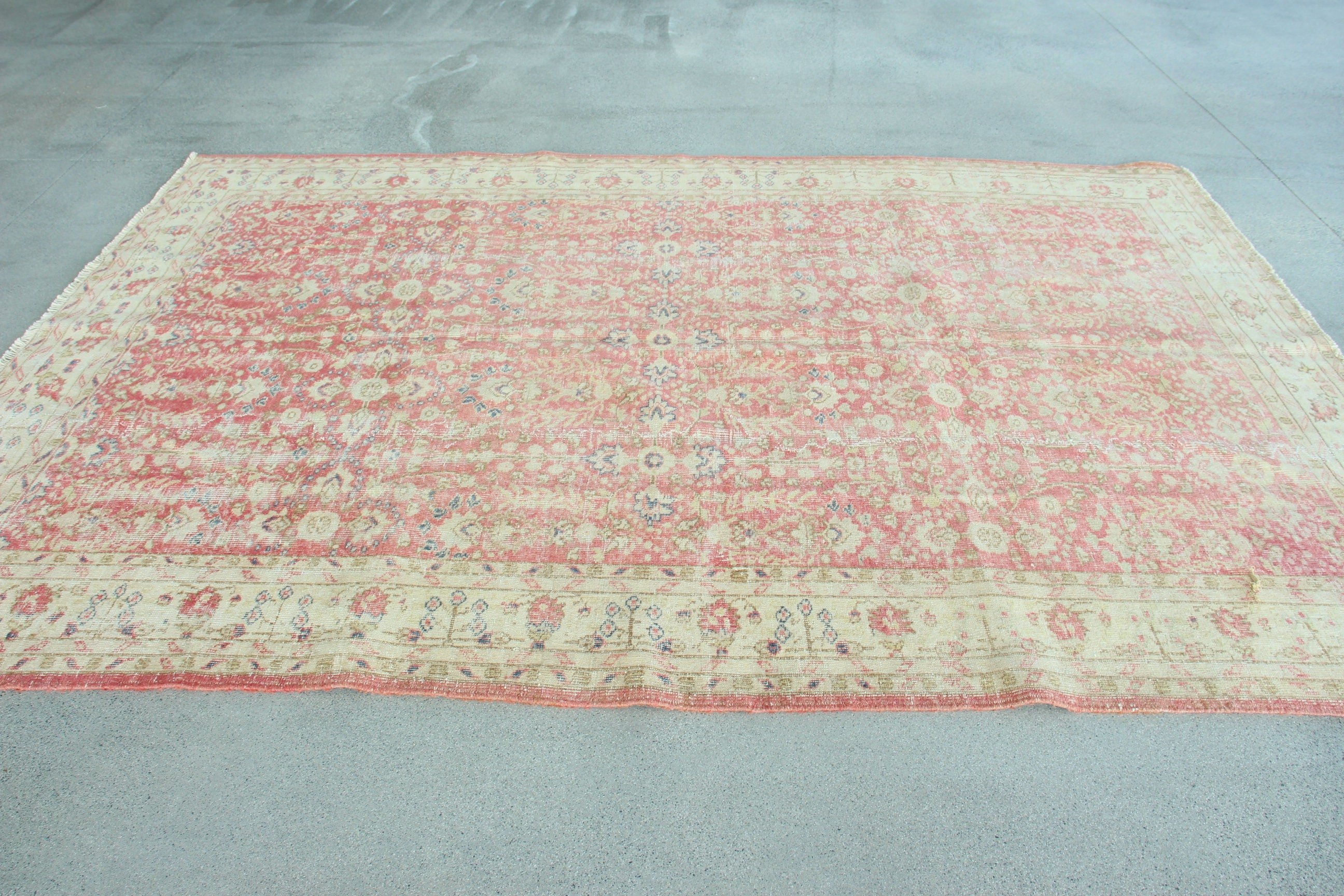 Vintage Rugs, Geometric Rugs, Turkish Rugs, Oversize Turkish Rugs, Living Room Rug, Red Moroccan Rug, Boho Rug, 8x10.1 ft Oversize Rugs