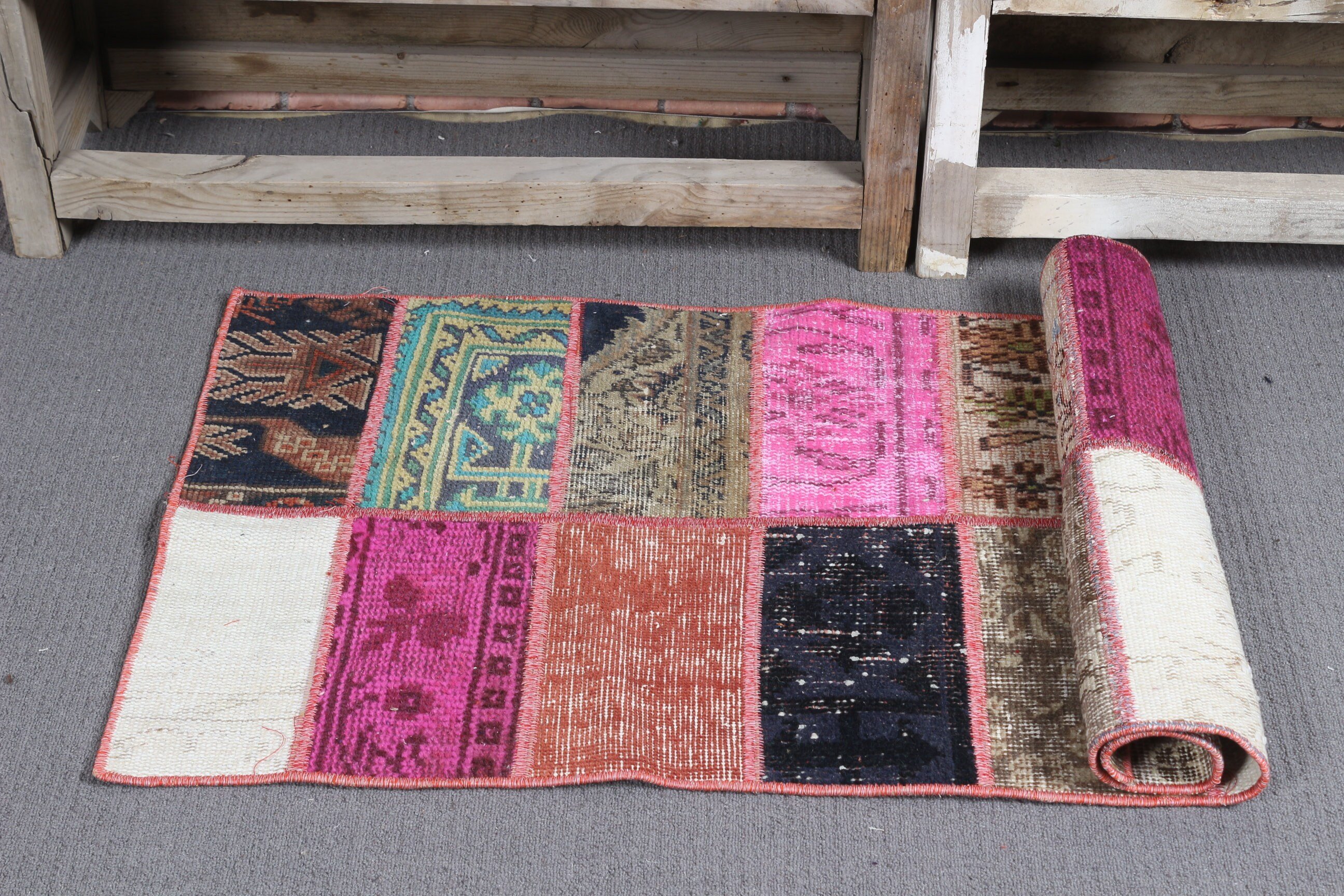 Turkish Rug, Vintage Rug, Anatolian Rug, 1.9x4 ft Small Rugs, Entry Rug, Nursery Rugs, Cool Rug, Pink Home Decor Rugs, Rugs for Bedroom