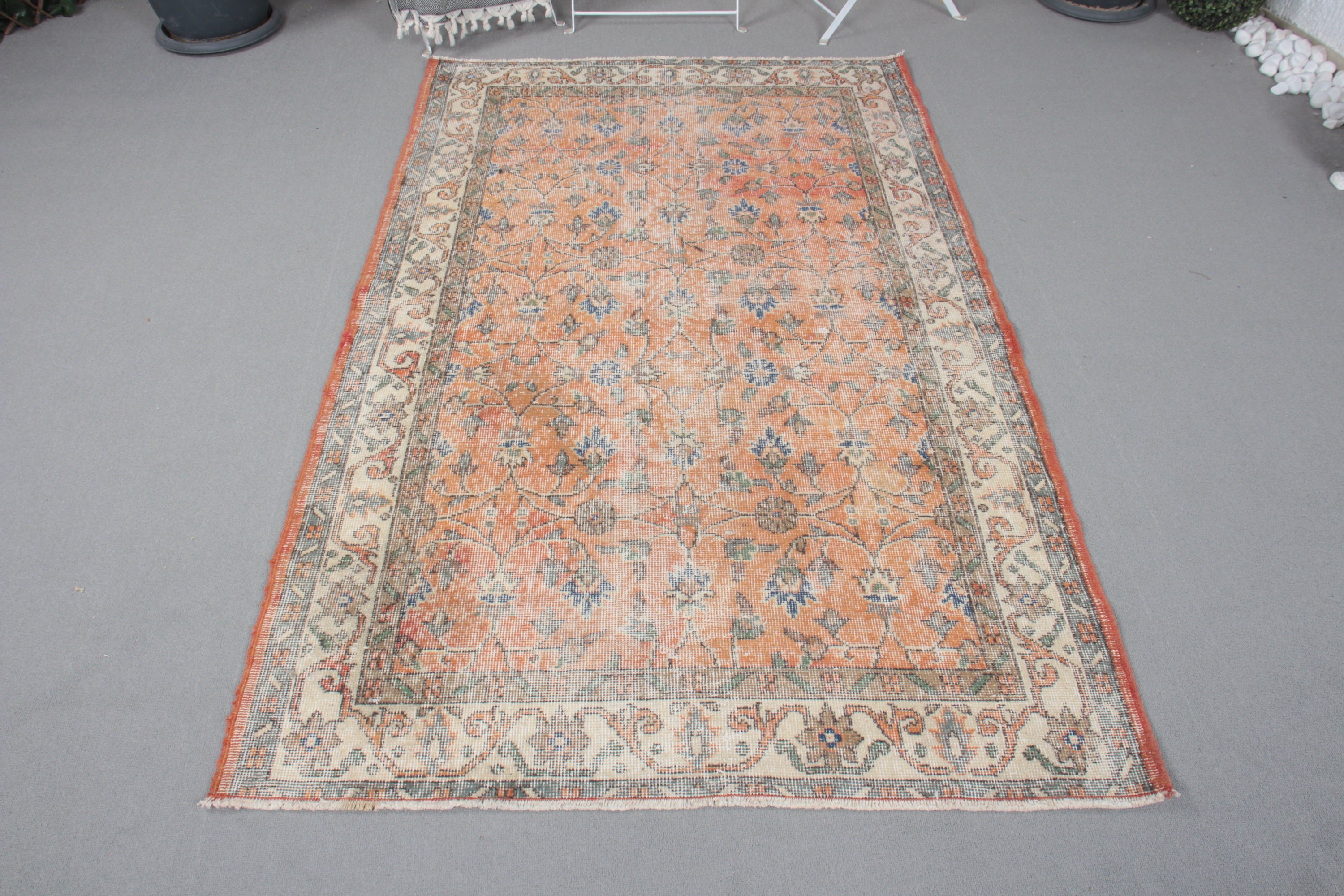 Orange Flatweave Rugs, Boho Area Rugs, Kitchen Rugs, 3.9x6.4 ft Area Rugs, Turkish Rugs, Floor Rug, Antique Rug, Luxury Rugs, Vintage Rugs