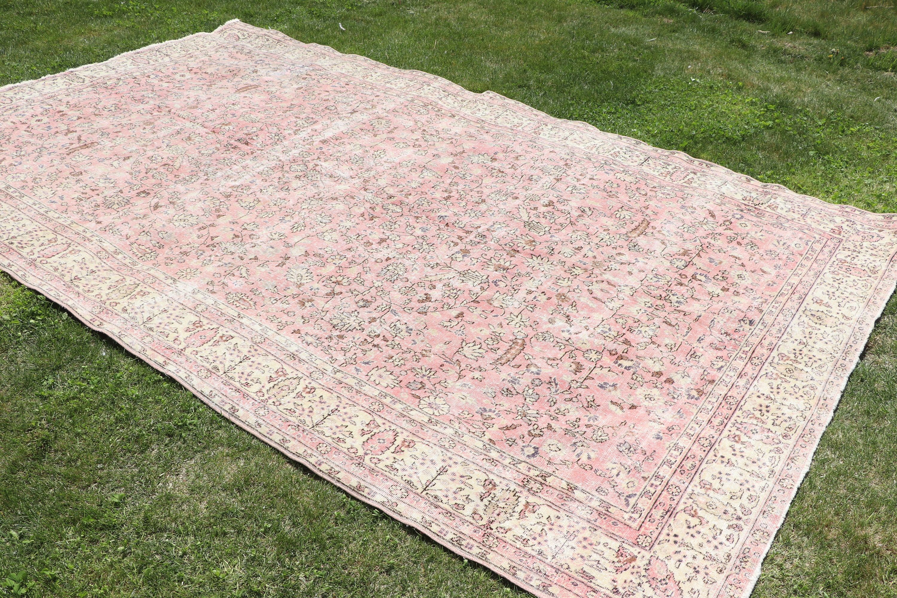 Boho Halı, 5.9x10 ft Büyük Halılar, Yemek Odası Halıları, Bej Nötr Halılar, Oushak Halıları, Türk Halısı, Yatak Odası Halıları, Yatak Odası Halıları, Vintage Halı