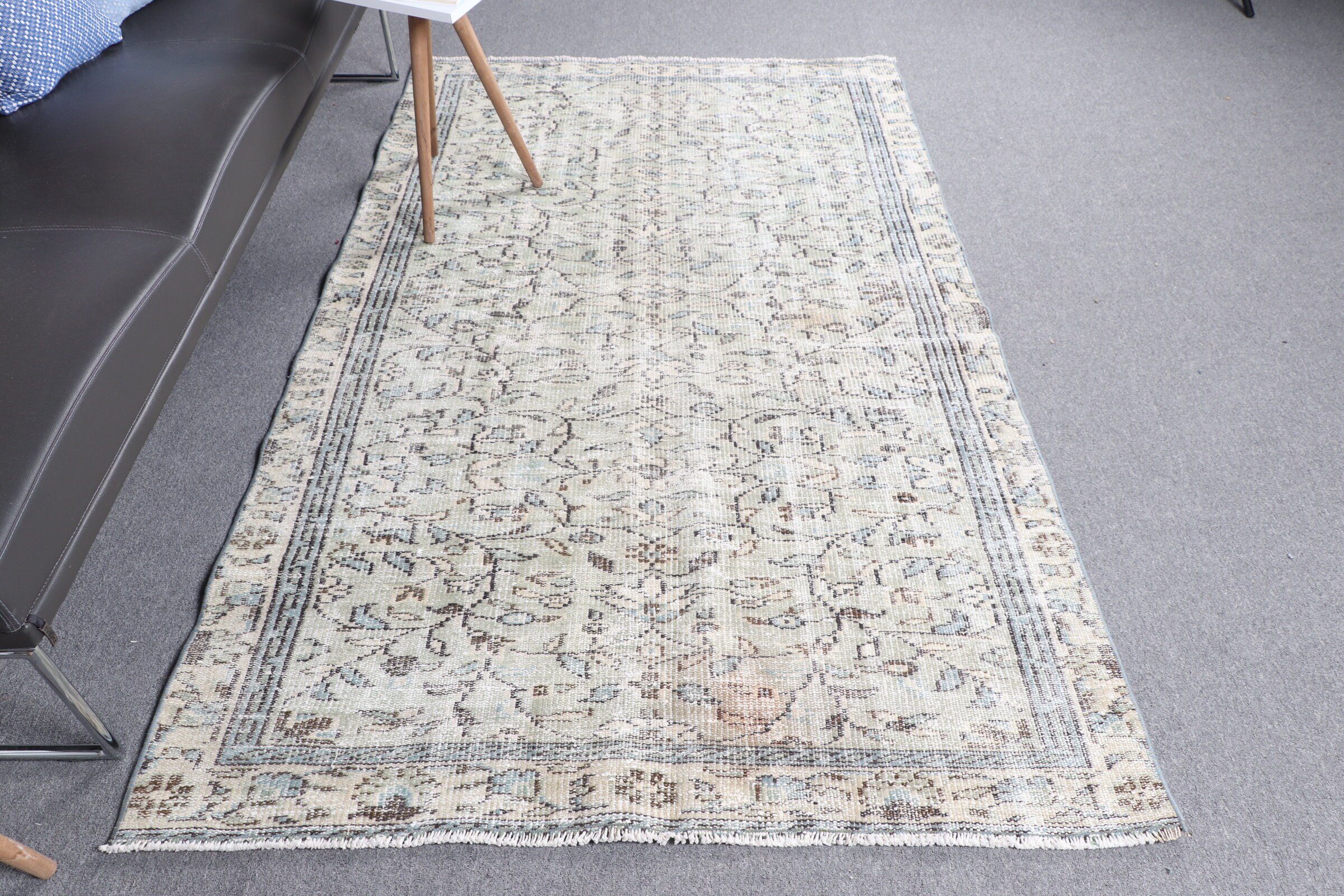 Vintage Rug, Antique Rug, Rugs for Area, Indoor Rug, Dining Room Rugs, Oushak Rugs, 4.3x7.2 ft Area Rugs, Turkish Rug, Green Kitchen Rugs