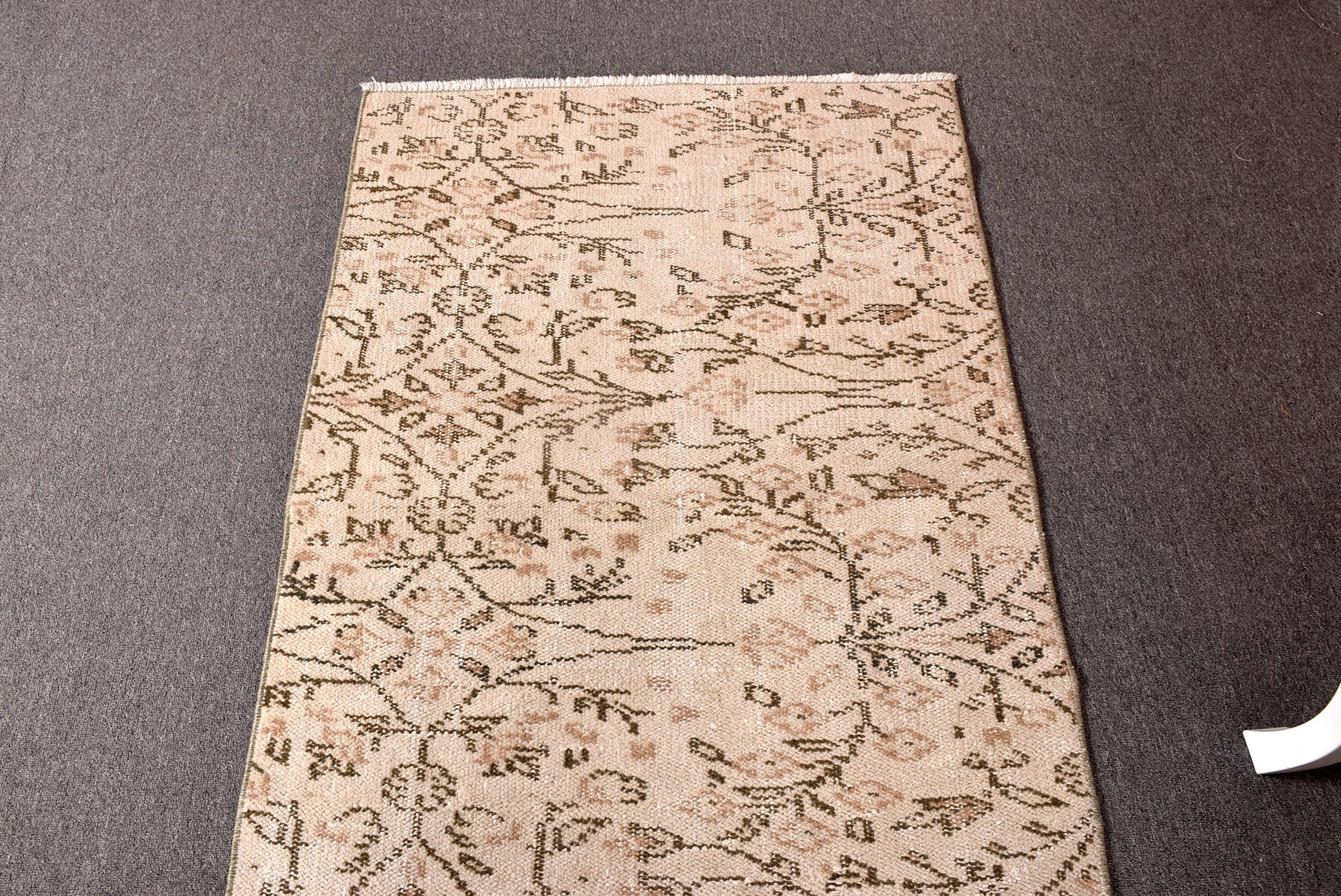 Vintage Runner için Halılar, 2.8x9 ft Runner Halısı, Yer Halısı, Uzun Yolluk Halıları, Vintage Halı, Yatak Odası Halısı, Türk Halısı, Bej Oushak Halıları