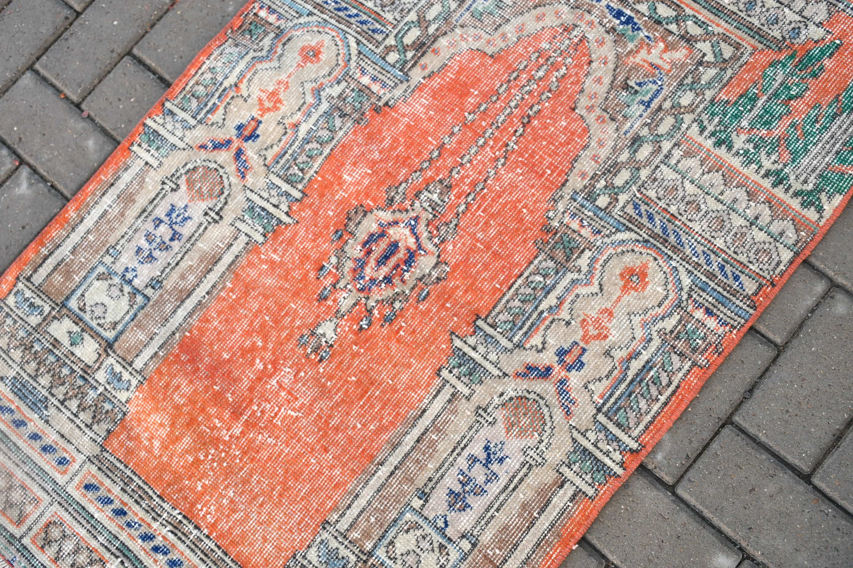 Rugs for Bedroom, 2.6x4 ft Small Rugs, Nursery Rug, Antique Rug, Bathroom Rug, Turkish Rug, Vintage Rug, Orange Bedroom Rug