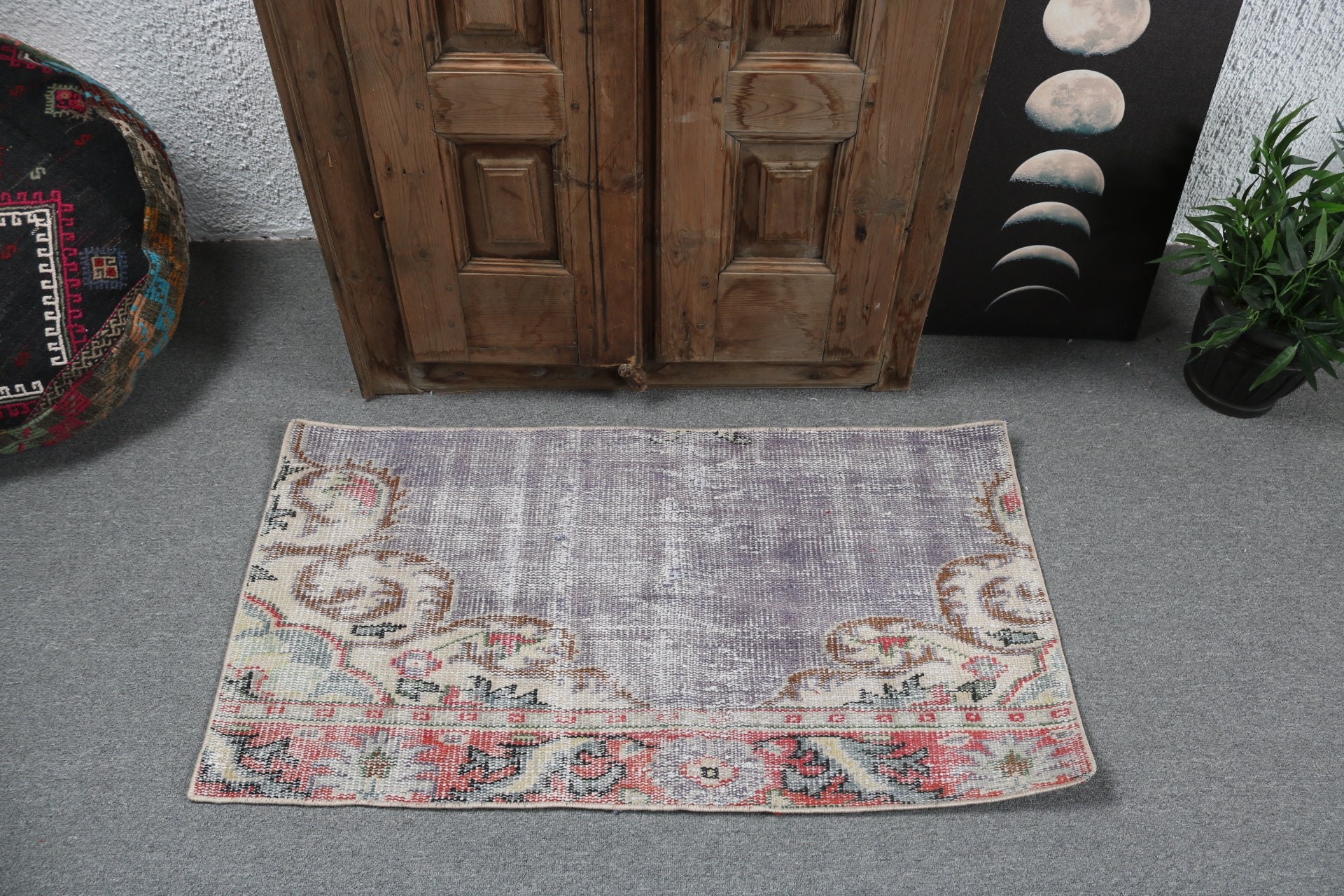 Mor Yün Halı, Vintage Halı, Türk Halıları, Küçük Alan Halıları, Havalı Halı, Antika Halılar, Mutfak Halıları, Küçük Alan Halısı, 2x3,6 ft Küçük Halılar