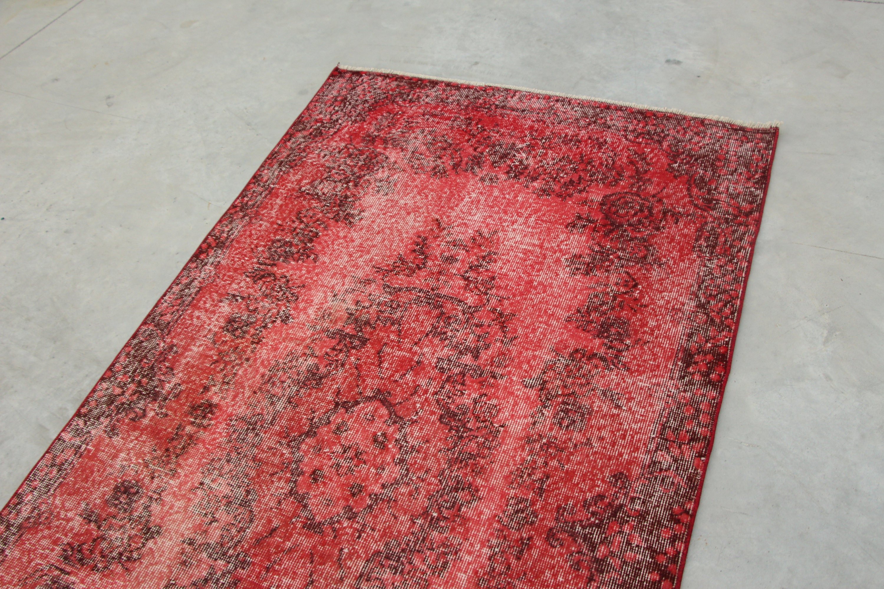 Rugs for Bedroom, 3.6x6.6 ft Accent Rug, Oushak Rug, Red Kitchen Rugs, Home Decor Rug, Nursery Rug, Abstract Rug, Turkish Rugs, Vintage Rug