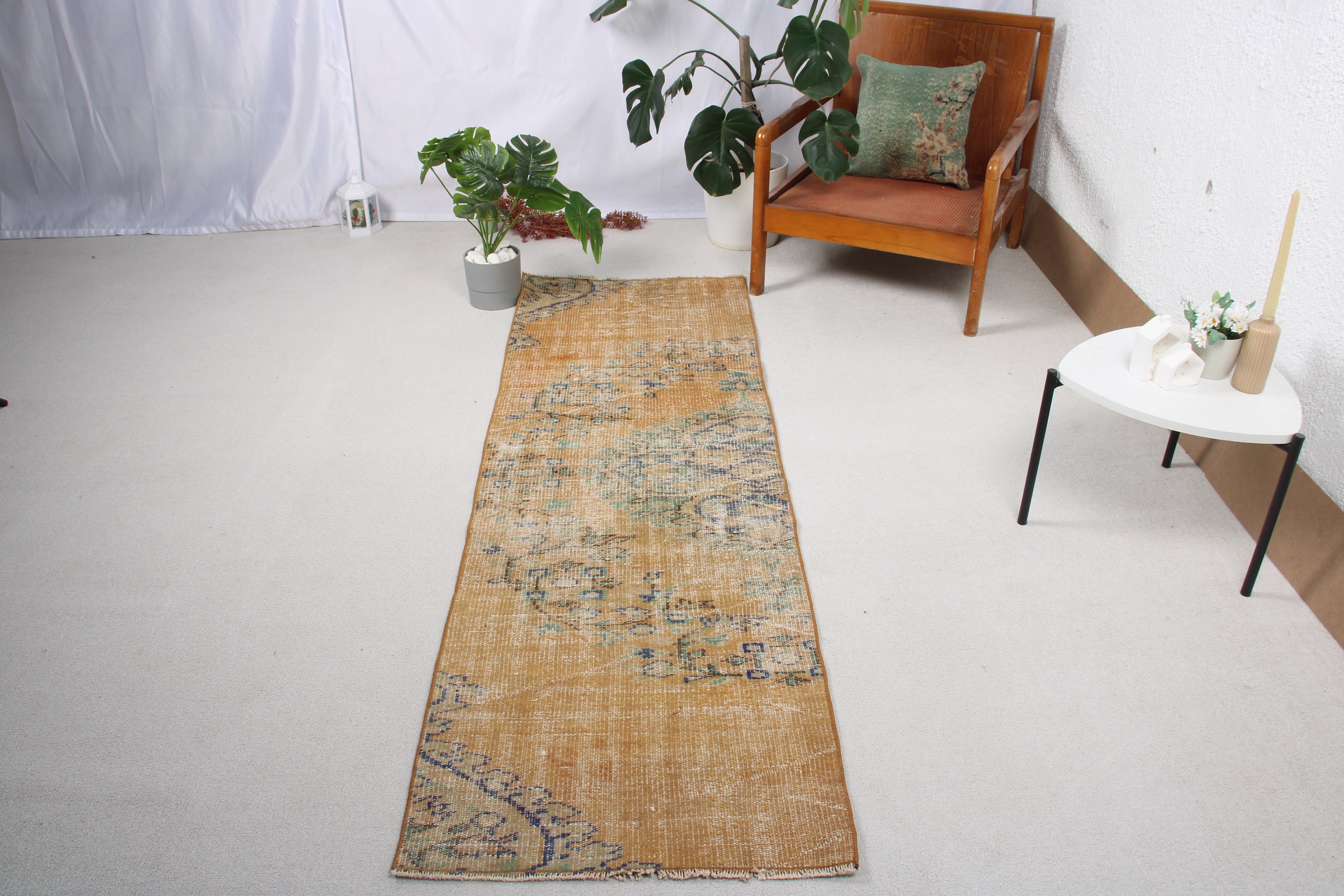 Beni Ourain Runner Halı, Lüks Halılar, Mutfak Halıları, Türk Halısı, Kahverengi Oushak Halıları, 2.2x6.9 ft Runner Halıları, Düz Dokuma Halı, Vintage Halı