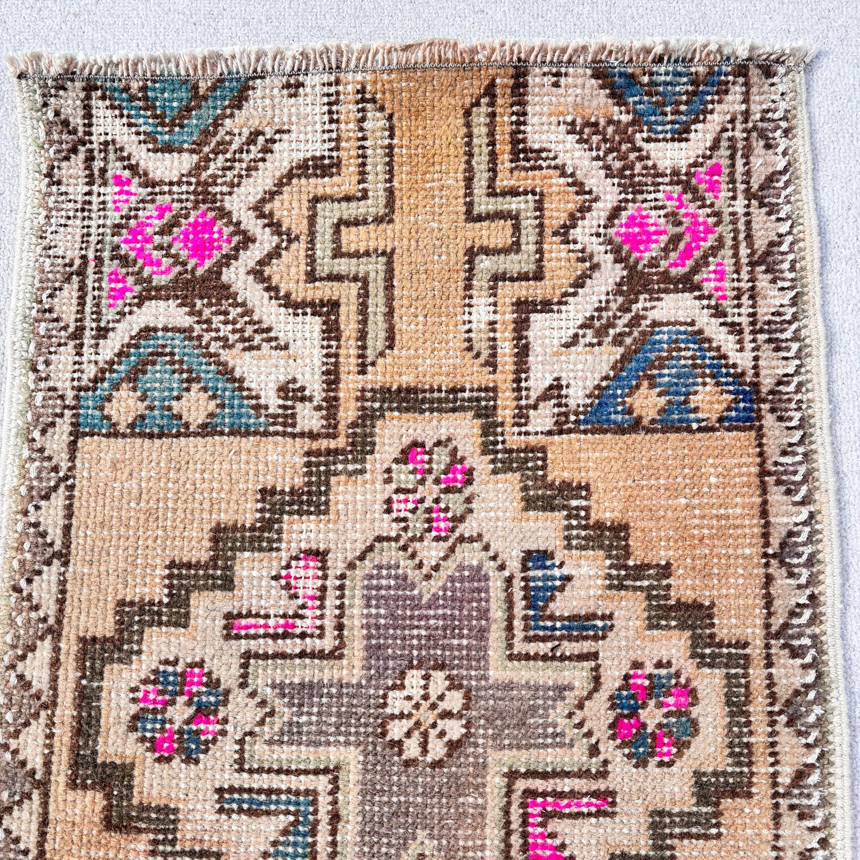 Türk Halısı, Turuncu Antika Halılar, Boho Halı, 1.6x2.6 ft Küçük Halı, Egzotik Halılar, Vintage Halılar, Lüks Halılar, Banyo Halıları, Küçük Vintage Halılar