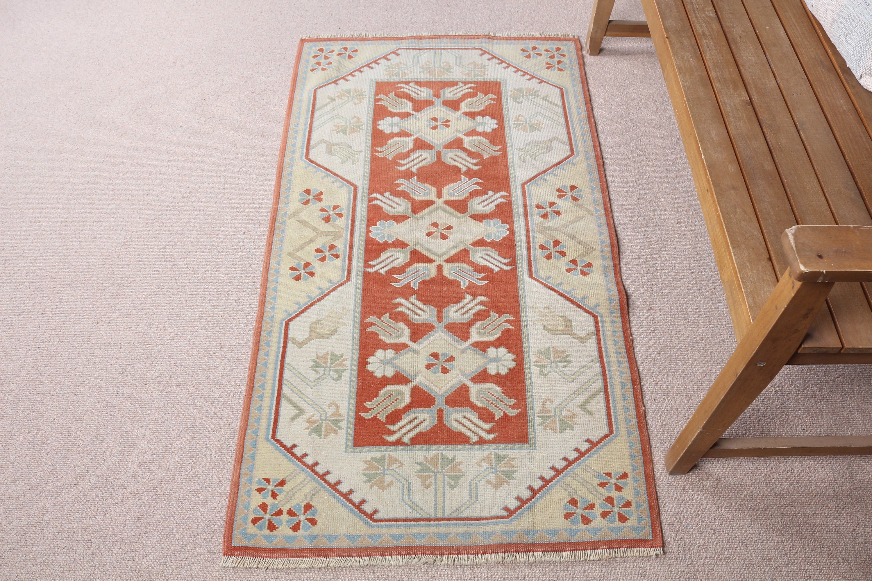 2.6x4.7 ft Small Rug, Turkish Rugs, Bathroom Rug, Oriental Rug, Rugs for Door Mat, Vintage Rug, Cool Rug, Nursery Rug, Beige Floor Rug