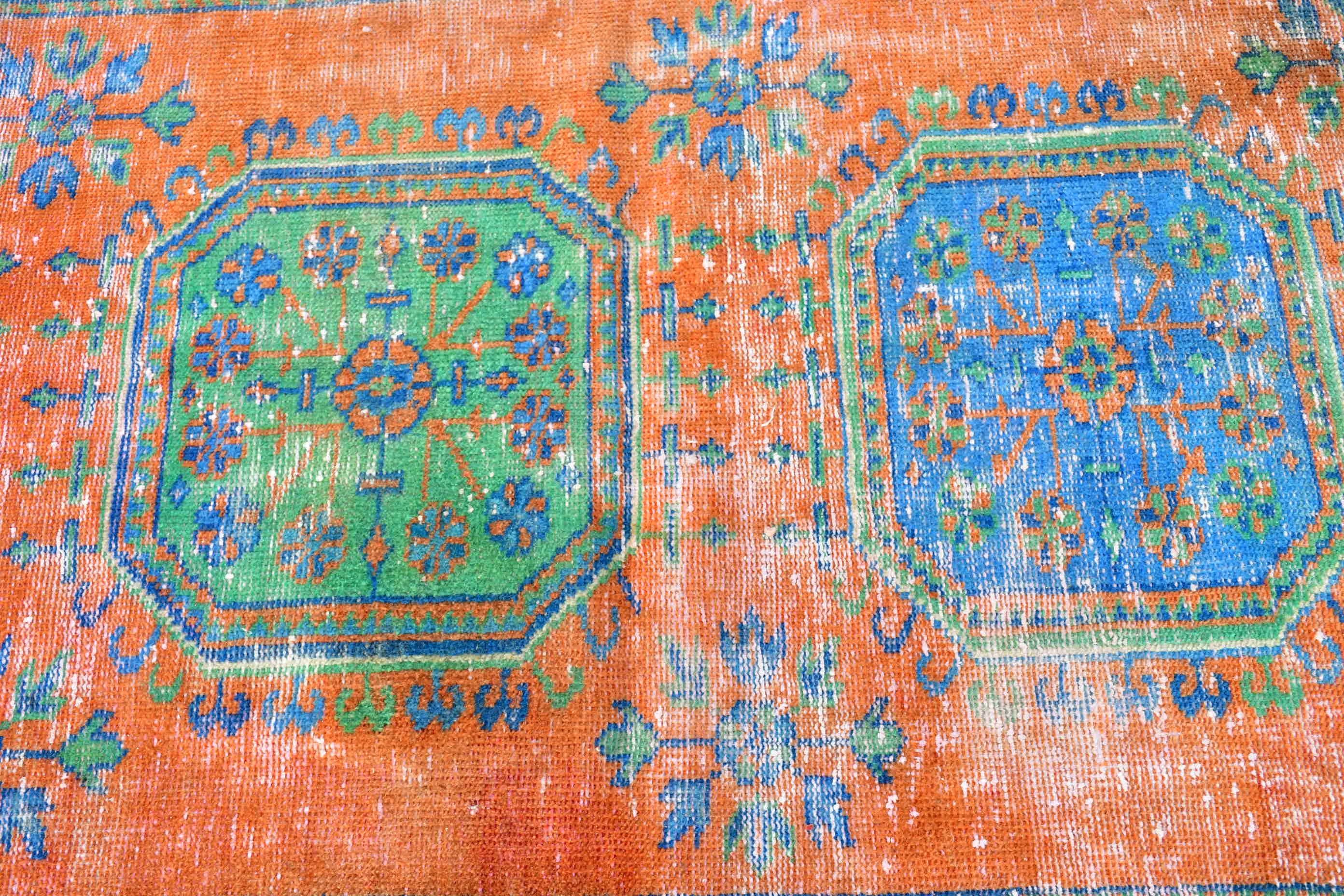 Living Room Rug, Outdoor Rug, Orange Anatolian Rug, Nursery Rug, 3.2x7.9 ft Area Rugs, Vintage Rug, Wool Rug, Turkish Rug, Moroccan Rug