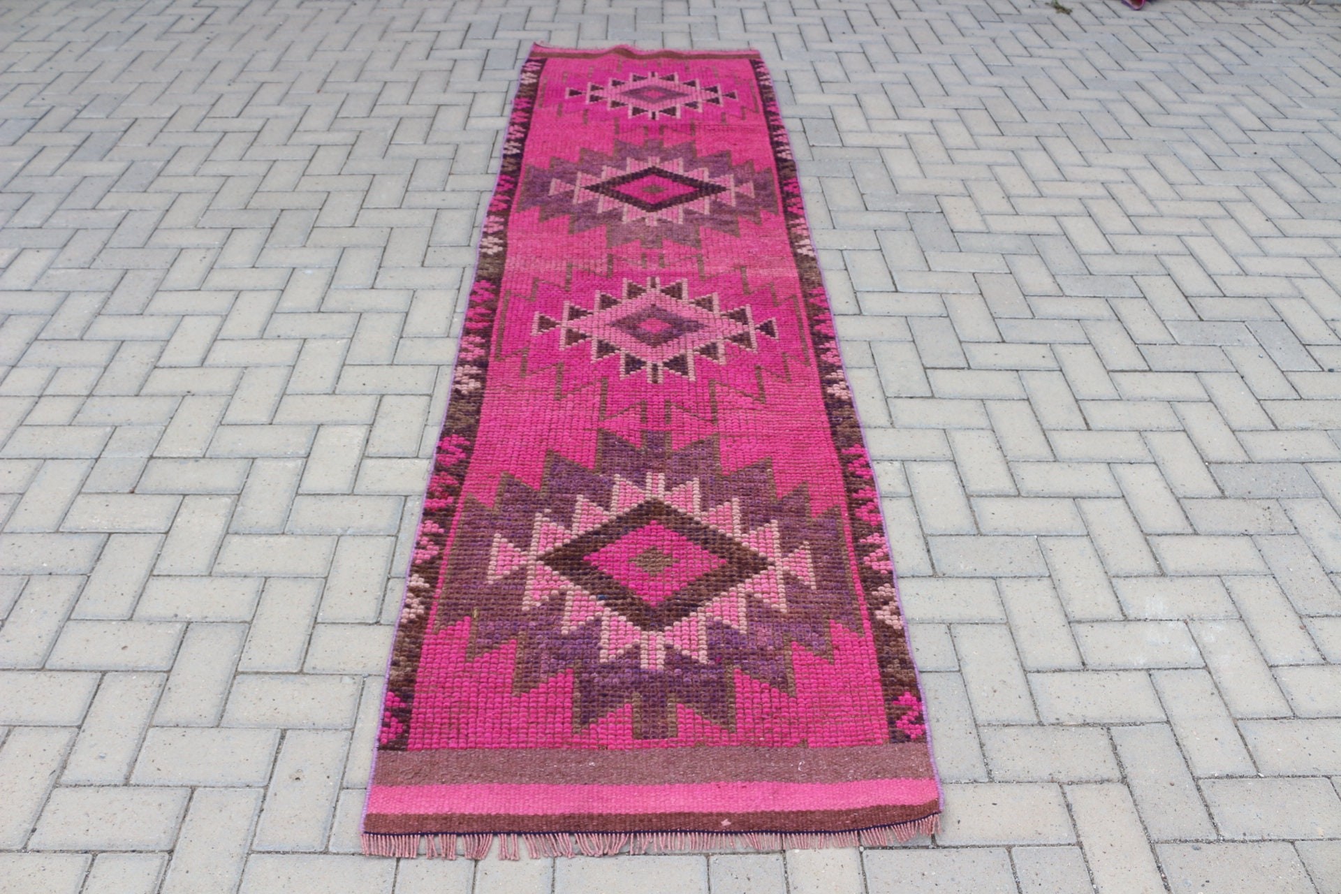 Hallway Rug, Rugs for Runner, Turkish Rug, Vintage Rugs, Decorative Rug, Pink Oriental Rug, Cool Rug, 2.6x9.8 ft Runner Rugs