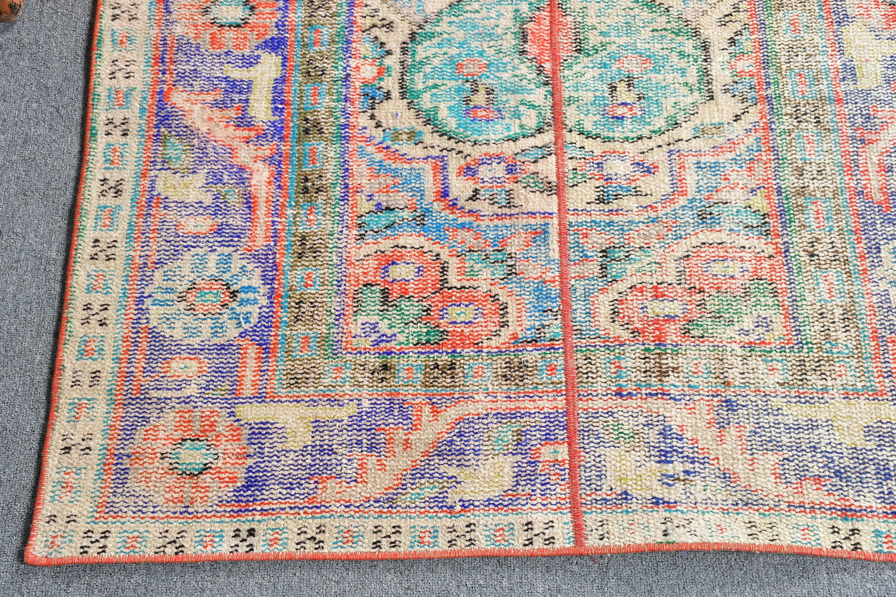 Cool Halı, 3.2x6.9 ft Accent Halı, Vintage Halılar, Türk Halısı, Kırmızı Ev Dekorasyonu Halısı, Yatak Odası Halıları, Yatak Odası Halıları, Oryantal Halı, Çocuk Odası Halısı