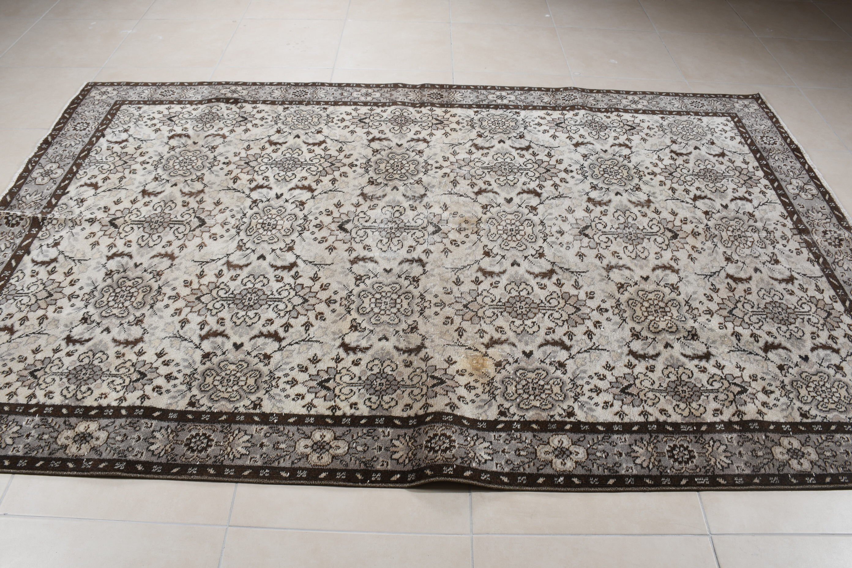 Vintage Halılar, Türk Halıları, Yatak Odası Halıları, Oturma Odası Halısı, Mutfak Halısı, Gri 5.8x9.1 ft Büyük Halı, Sanat Halısı, Yatak Odası Halıları