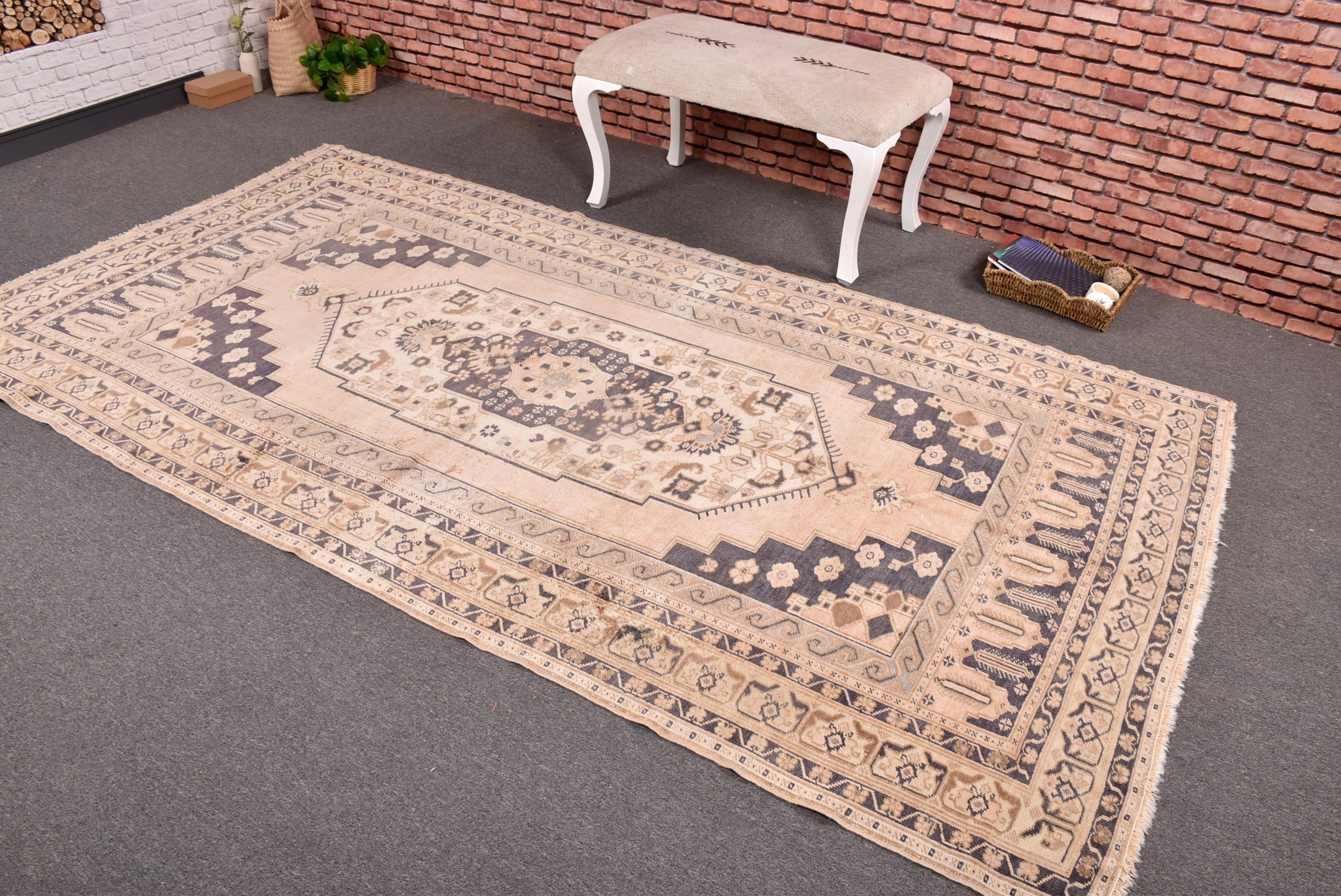 Salon Halıları, Vintage Halılar, Türk Halısı, Büyük Boho Halıları, 4,9x9,4 ft Büyük Halılar, Bej Düz Dokuma Halı, Havalı Halı, Lüks Halı, Modern Halılar