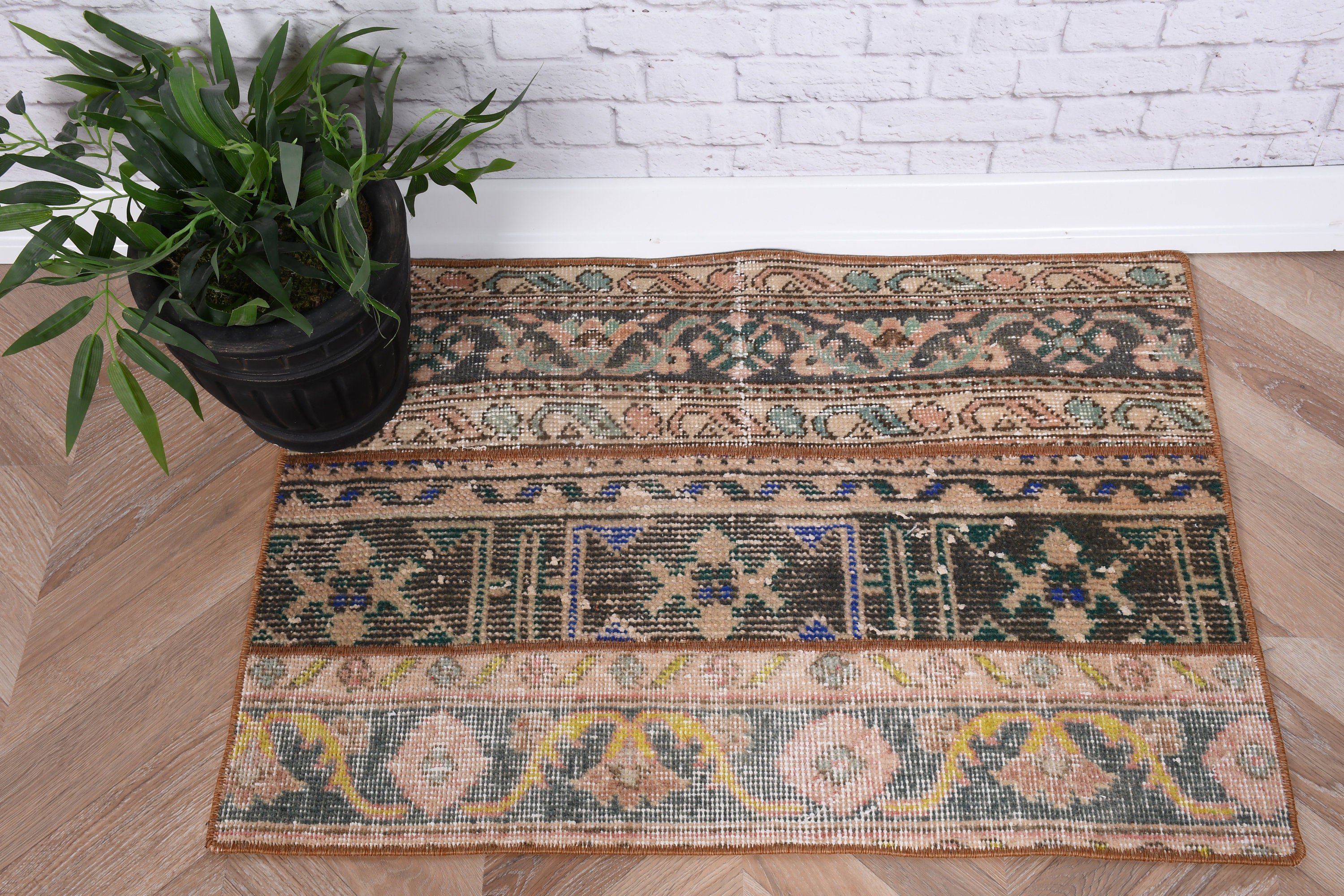 1.8x2.6 ft Küçük Halılar, Paspas Kilimleri, Bej Yatak Odası Halısı, Yün Halısı, Banyo Halısı, Yatak Odası Halıları, Türk Halısı, Vintage Halılar, Soyut Halı