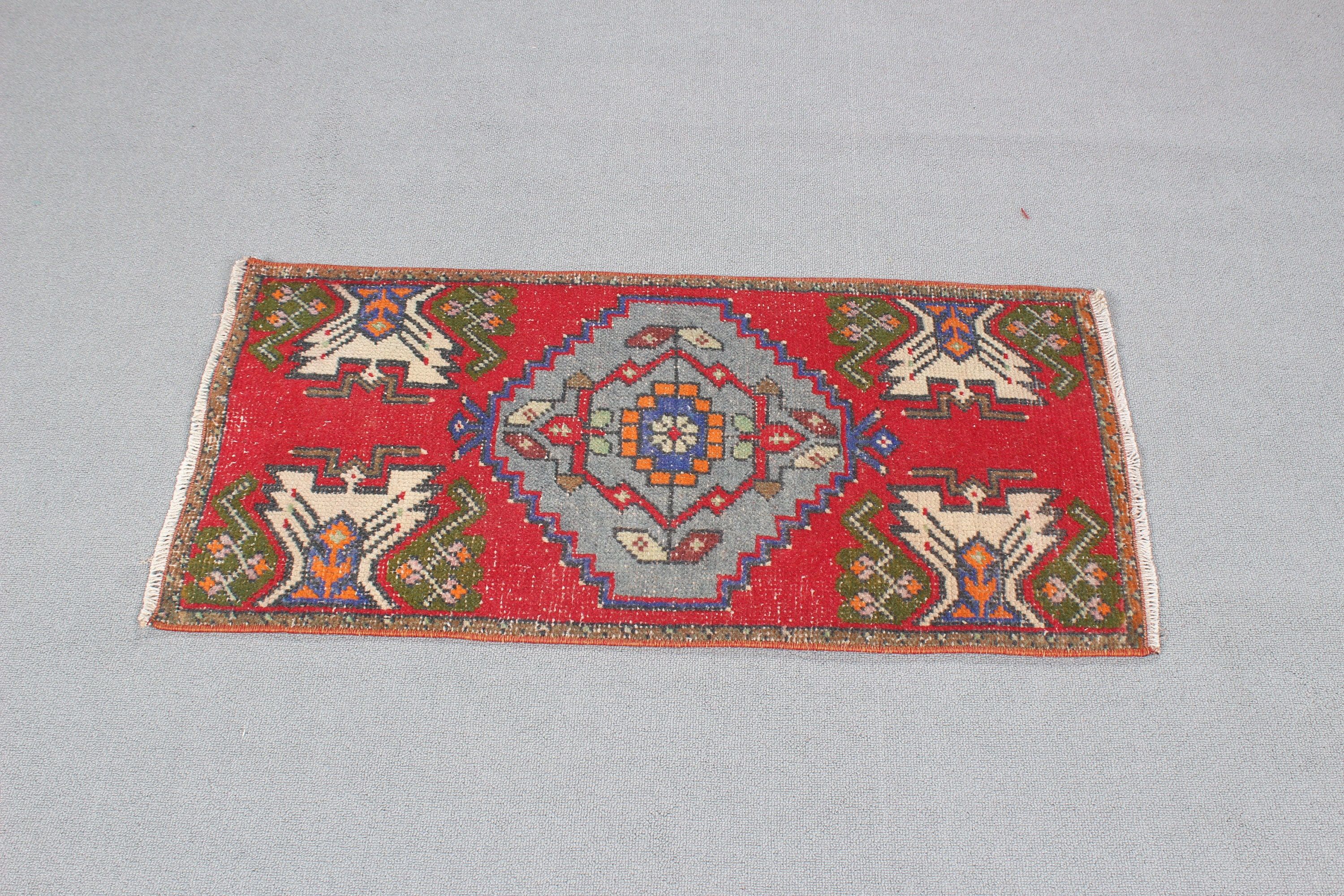 Handwoven Rugs, Moroccan Rug, Small Vintage Rugs, Red Geometric Rug, Vintage Rugs, Nursery Rugs, Turkish Rugs, 1.6x3.1 ft Small Rug