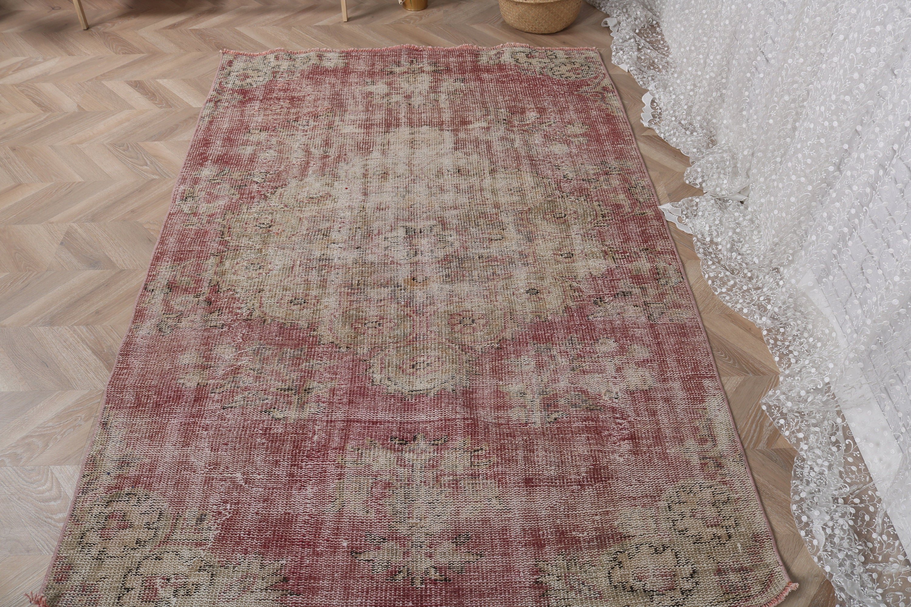 Decorative Rug, Turkish Rugs, 4.4x6.6 ft Area Rugs, Dining Room Rugs, Vintage Rug, Boho Rugs, Floor Rug, Purple Neutral Rugs, Kitchen Rug