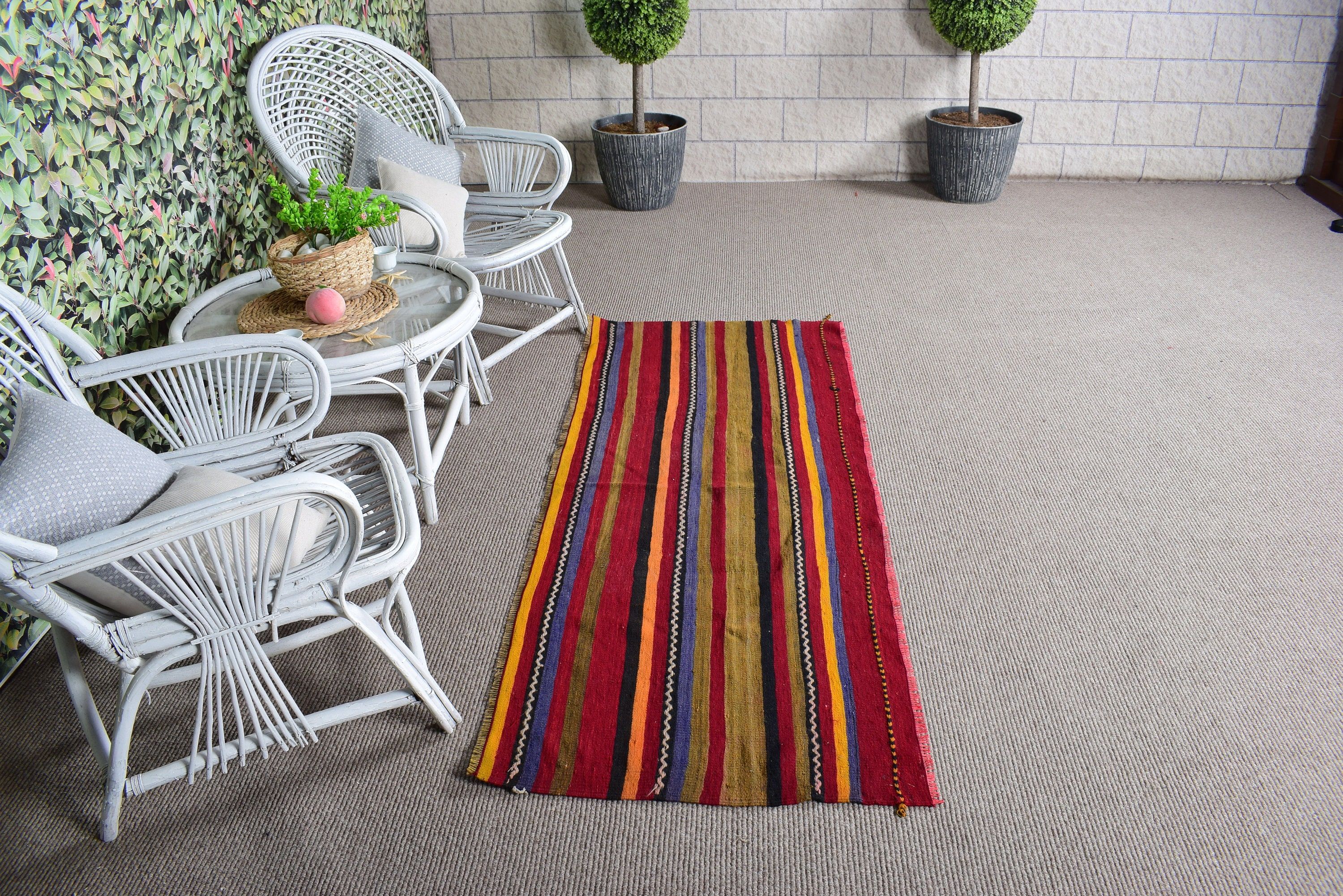 Vintage Halı, 2.5x6.3 ft Runner Halı, Mutfak Halısı, Kilim, Kırmızı Yün Halılar, Türk Halısı, Havalı Halılar, Merdiven Halıları, Lüks Halılar, Egzotik Halı